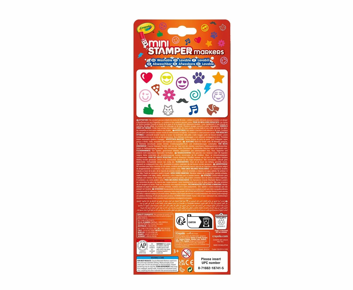 CRAYOLA - 16 zmywalnych markerów ze stemplem Pip Squeaks, różne kolory, do szkoły i w czasie wolnym od 3 lat