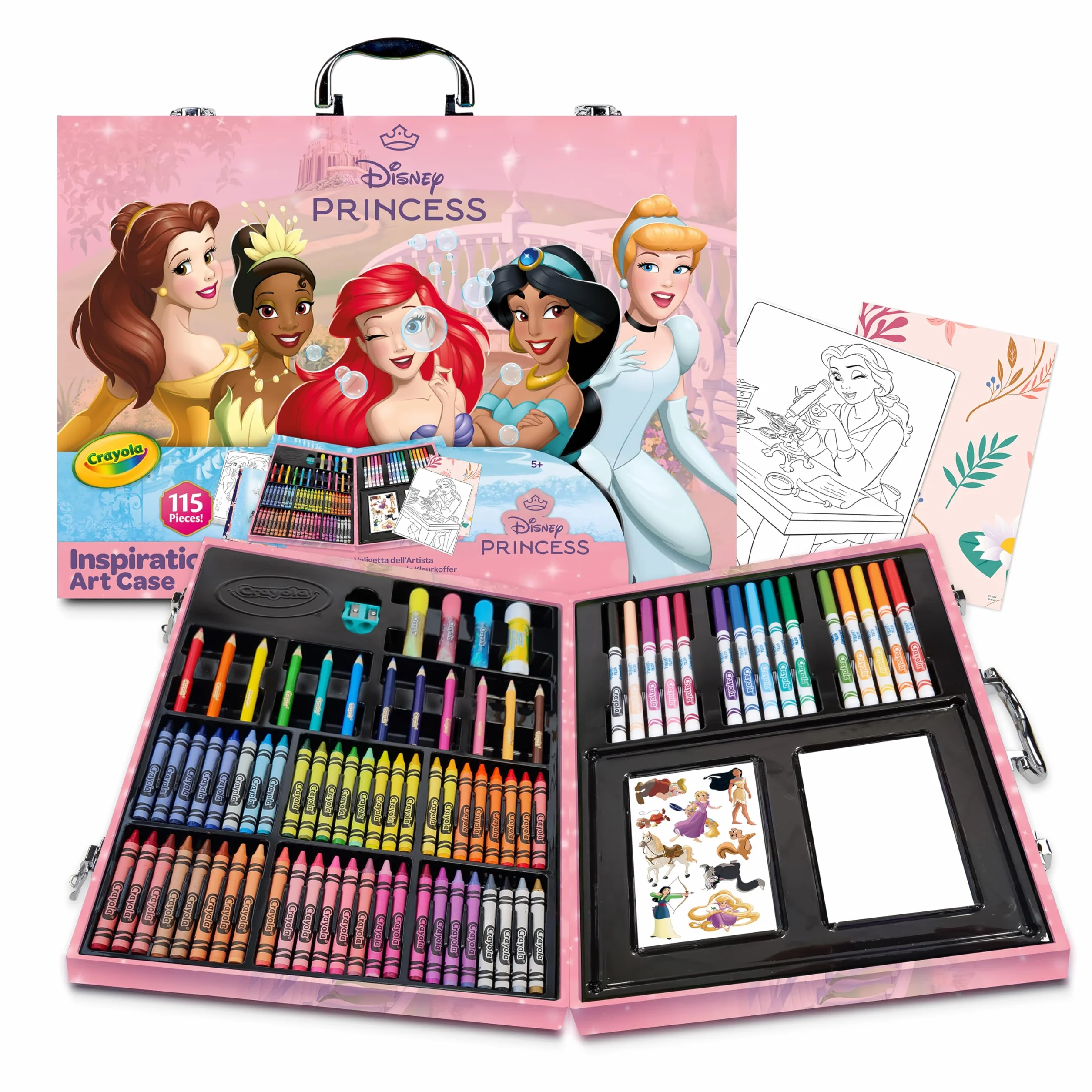 CRAYOLA - Aktówka artysty księżniczki Disney, 115 sztuk, lat 4,5,6,7+, 25-1094