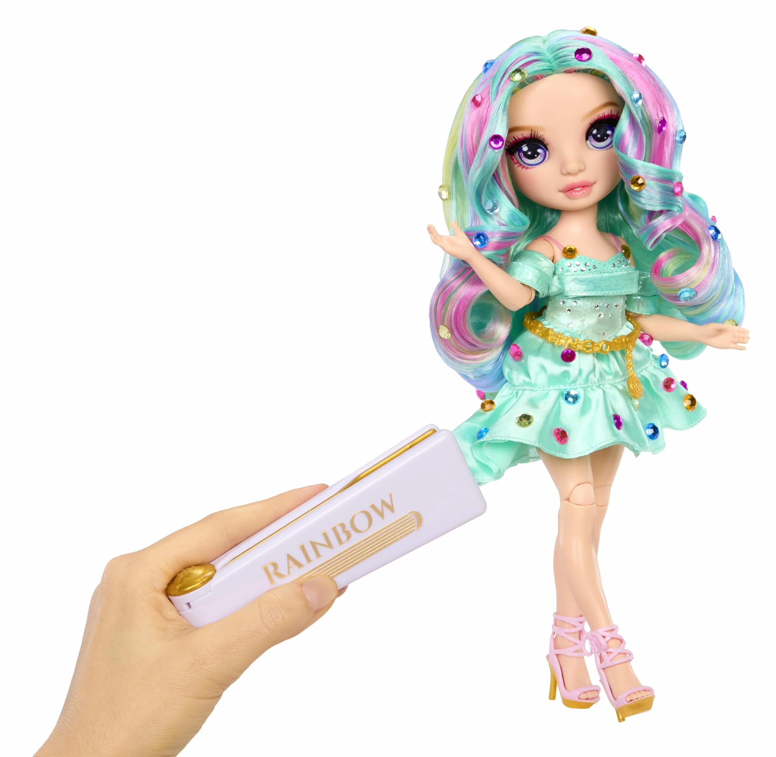 Rainbow High Be Dazzling - Celine Turquoise - 28 cm Turkusowa Modna Lalka z Narzędziem do Ozdabiania, Błyszczącymi Kryształkami i Akcesoriami do Stylizacji
