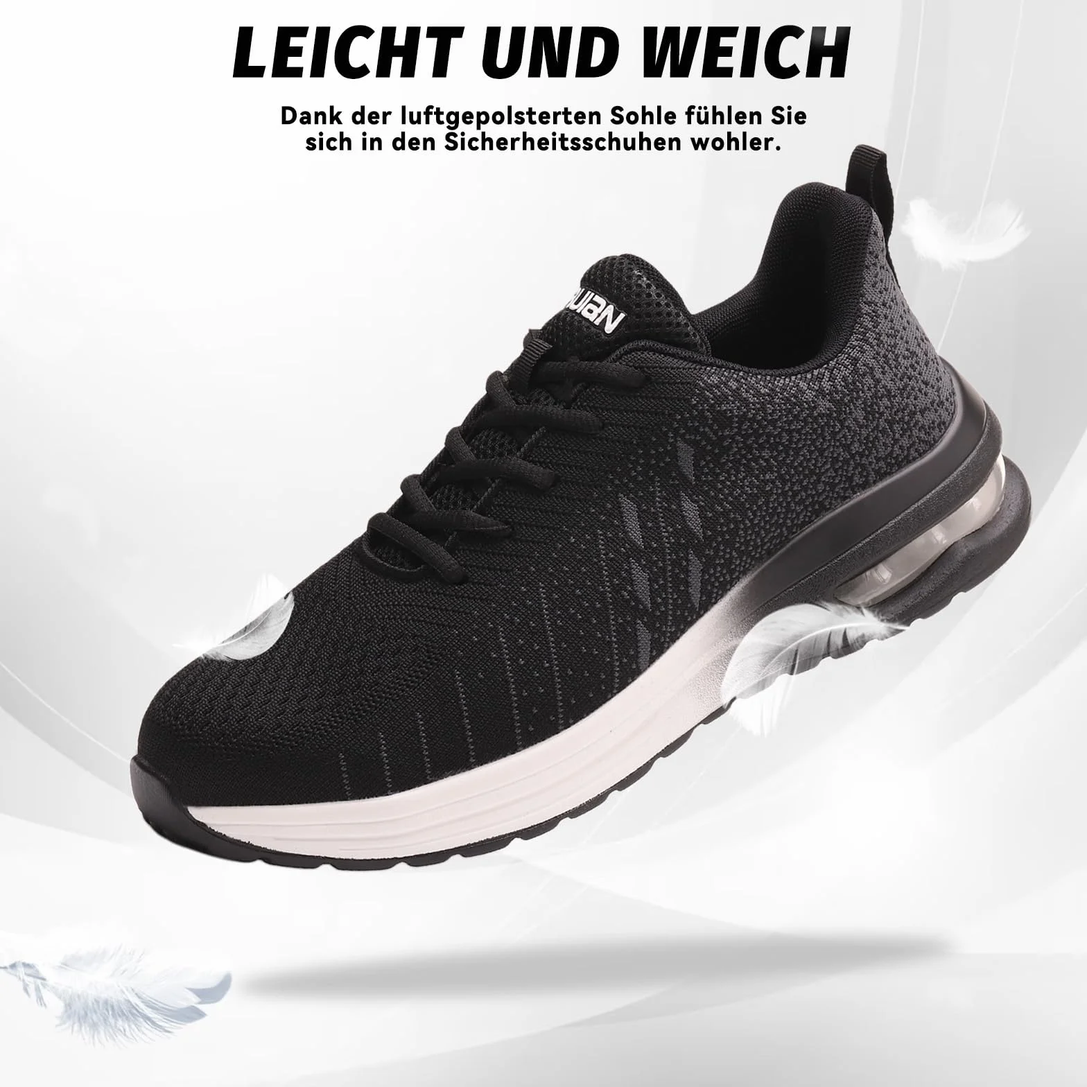 Furuian Męskie buty ochronne, lekkie, stalowe noski, buty sportowe dla mężczyzn, kobiet, wygodne buty ochronne, poduszka powietrzna, oddychające trampki robocze