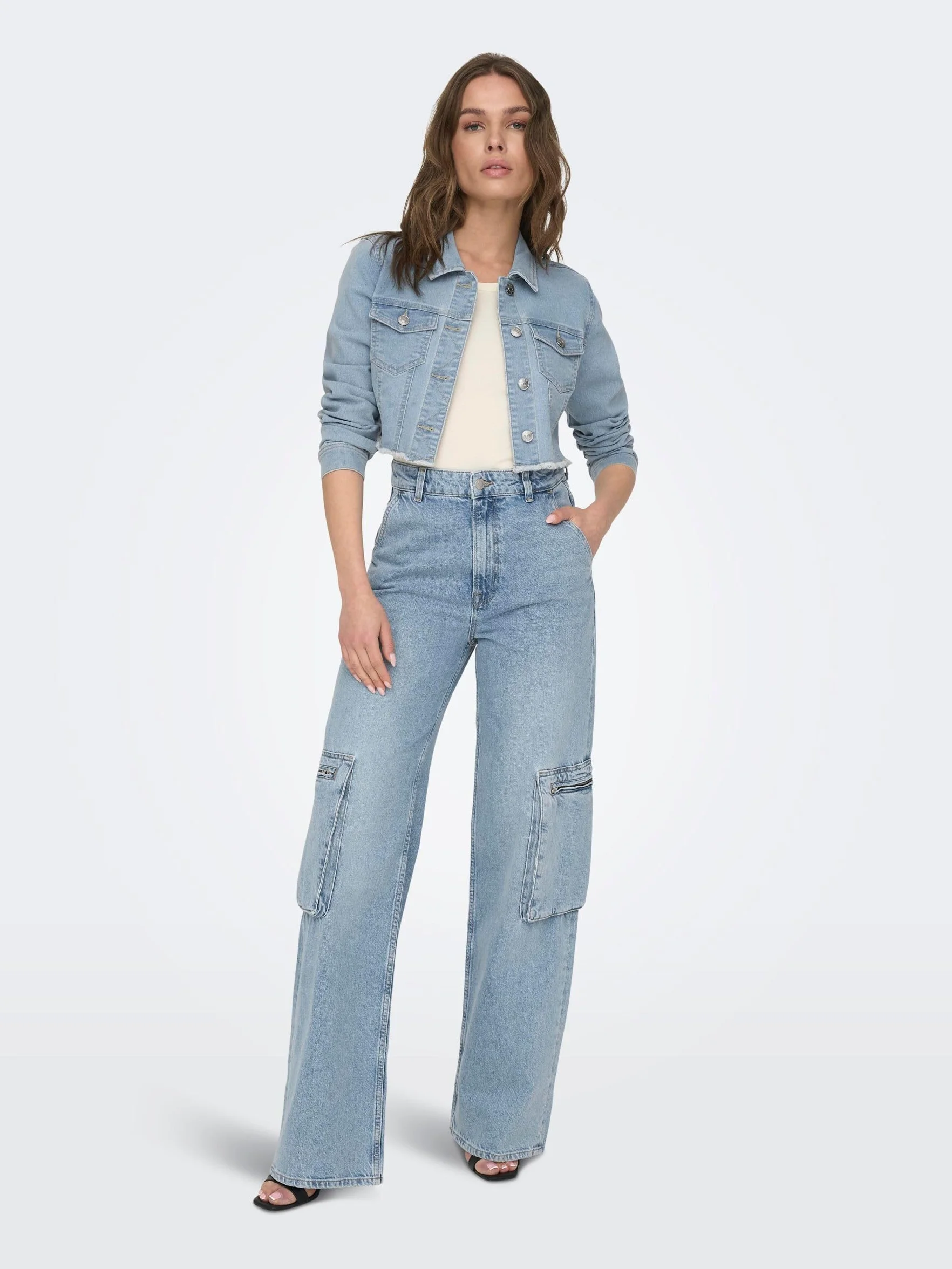 ONLY Kobieta Kurtka Jeansowa z D³ugim Rêkawem Ocieplana Kurtka z D¿insu Vintage z Elastanem ONLWONDER