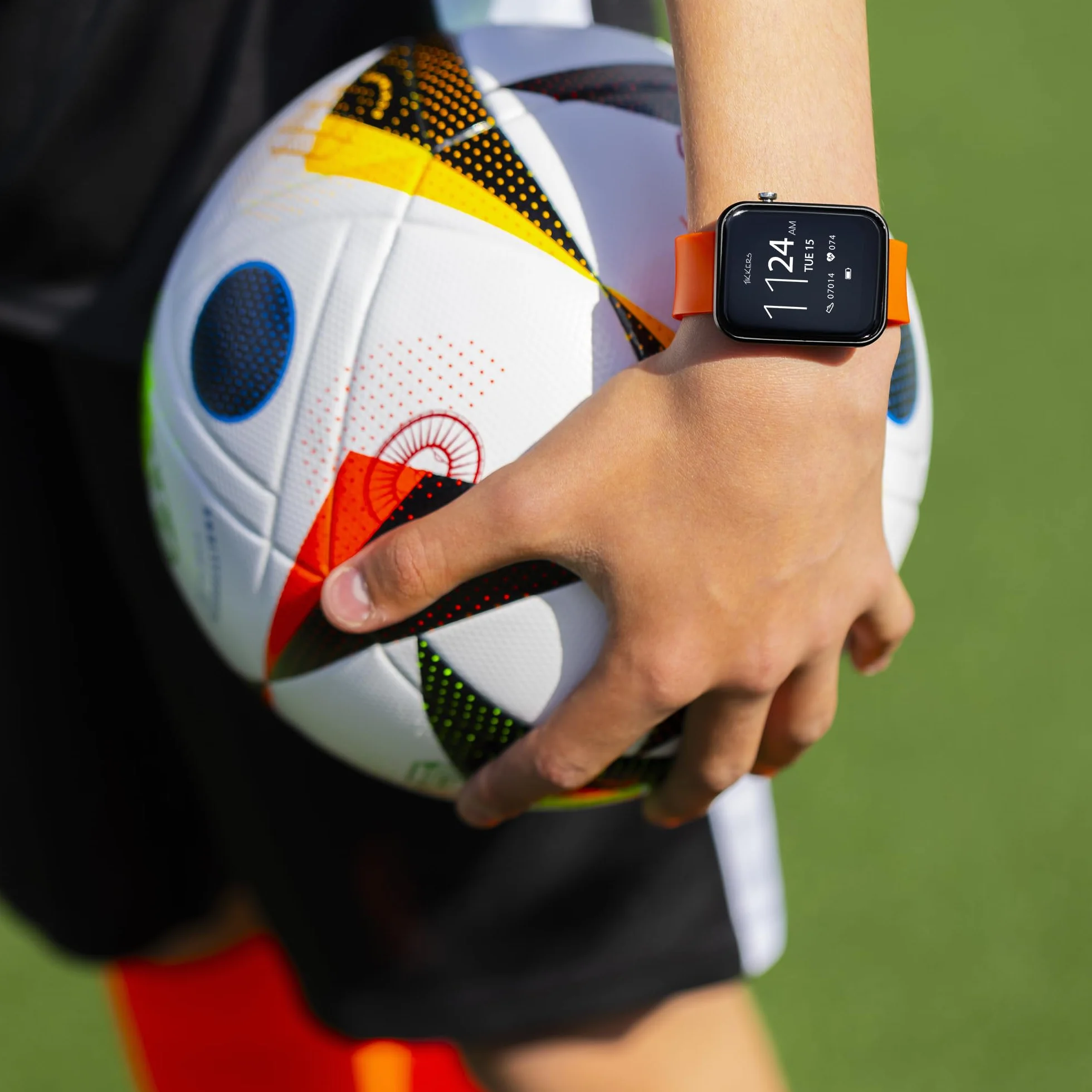 Tikkers Kids Series 13 Smart Watch z trackerem fitness, budzikiem, kamerą, połączeniem GPS, pulsometrem, licznikiem kroków, ekranem dotykowym, pomarańczowym paskiem silikonowym, pomarańczowy, Jeden