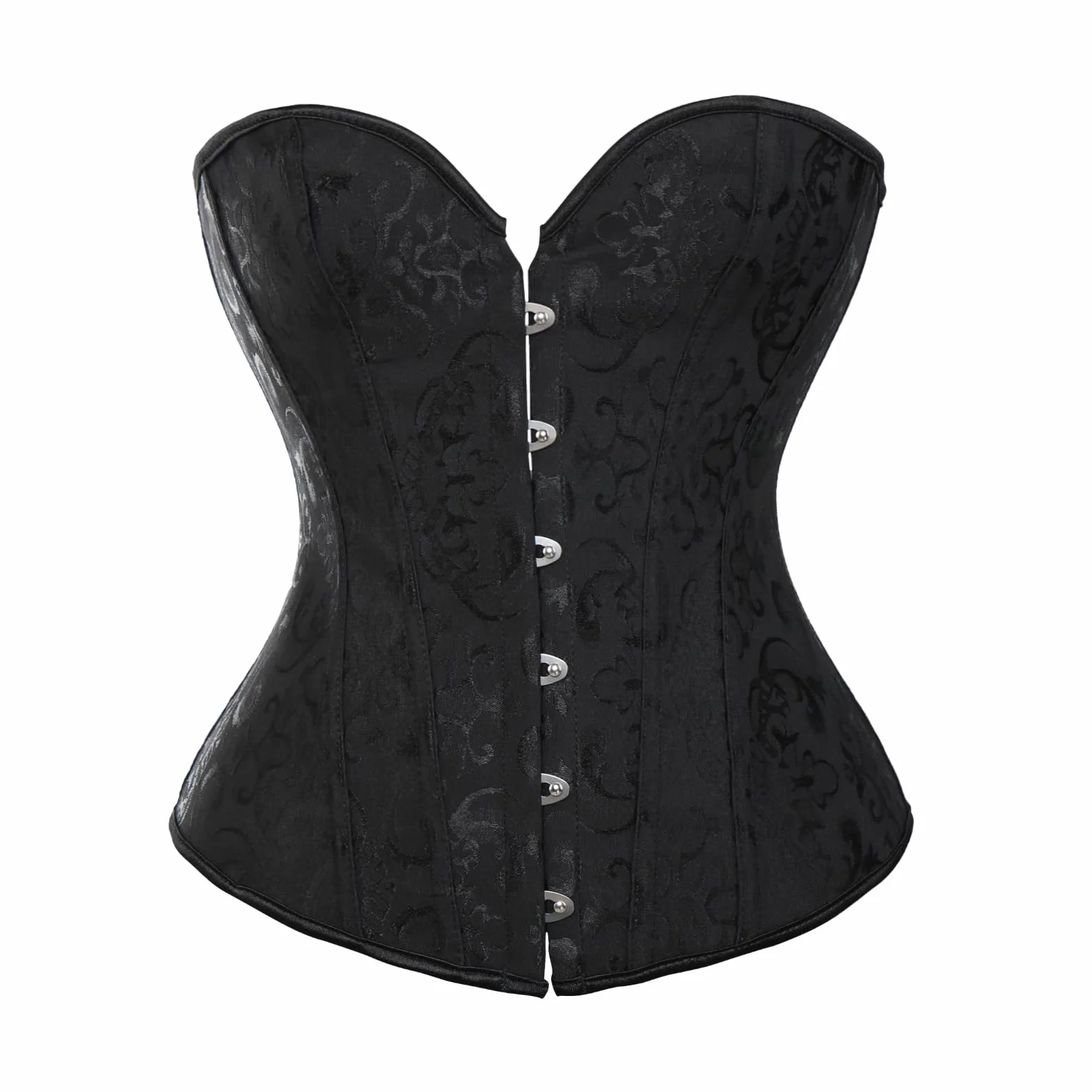 SLIMBELLE Steampunk Gothic Corsage damski pełny biust, styl vintage, bielizna dla panny młodej, gorset satynowy seksowny wzór brokatowy gorset kamizelka w kolorze czarnym lub białym S-6XL