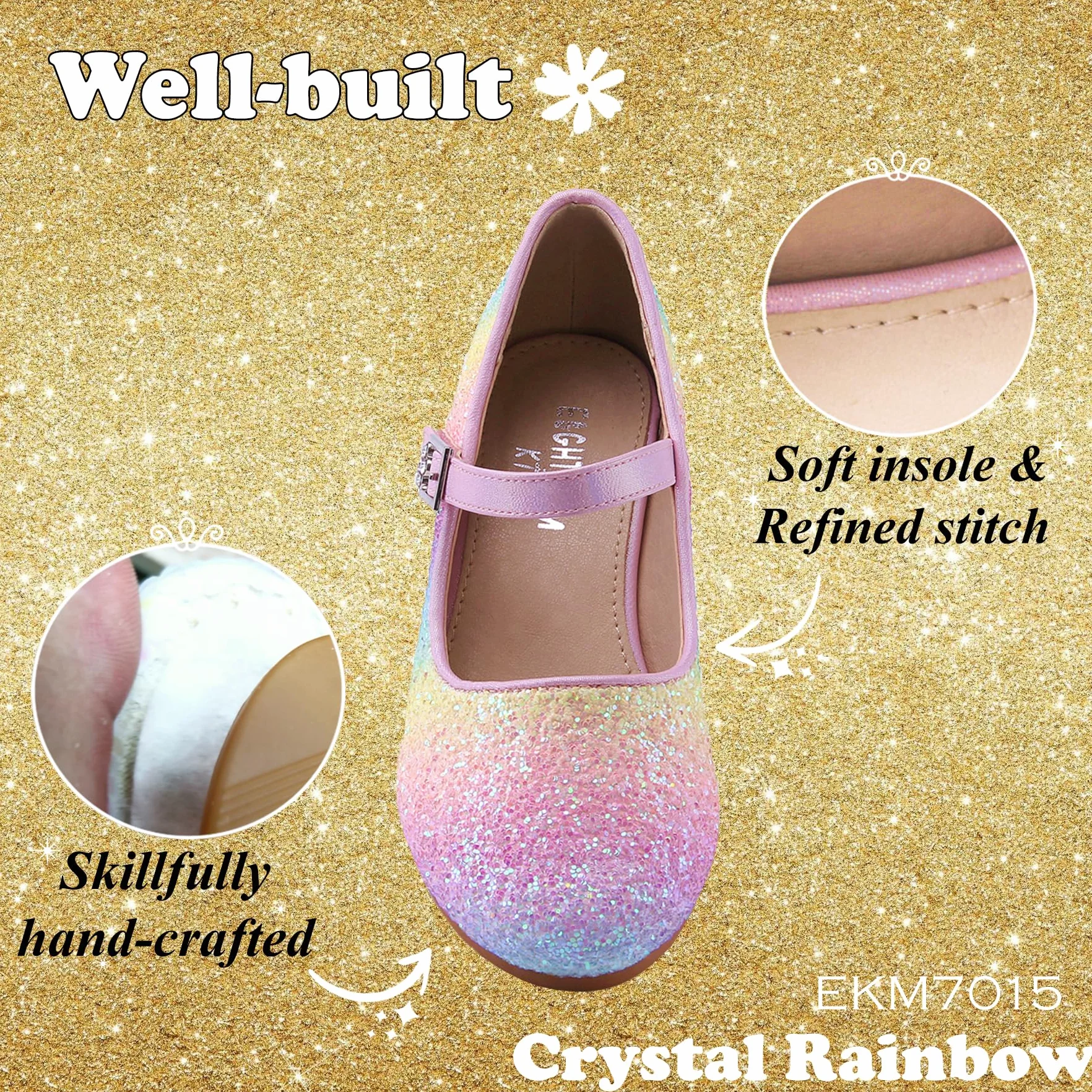 EIGHT KM dziewczęce buty na wysokim obcasie Mary Jane Princess Wedding Party Pump Shoes EKM7015 for Kids Toddler