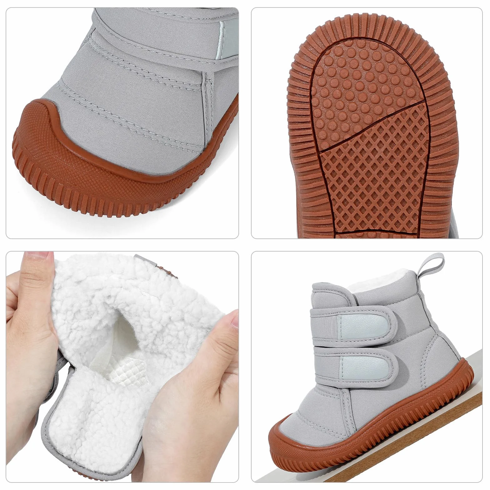 MASOCIO Buty zimowe dla chłopców i dziewczynek, małe dzieci, buty zimowe, pluszowe, płaskie, gumowe, antypoślizgowe, rozmiar 19-27 EU