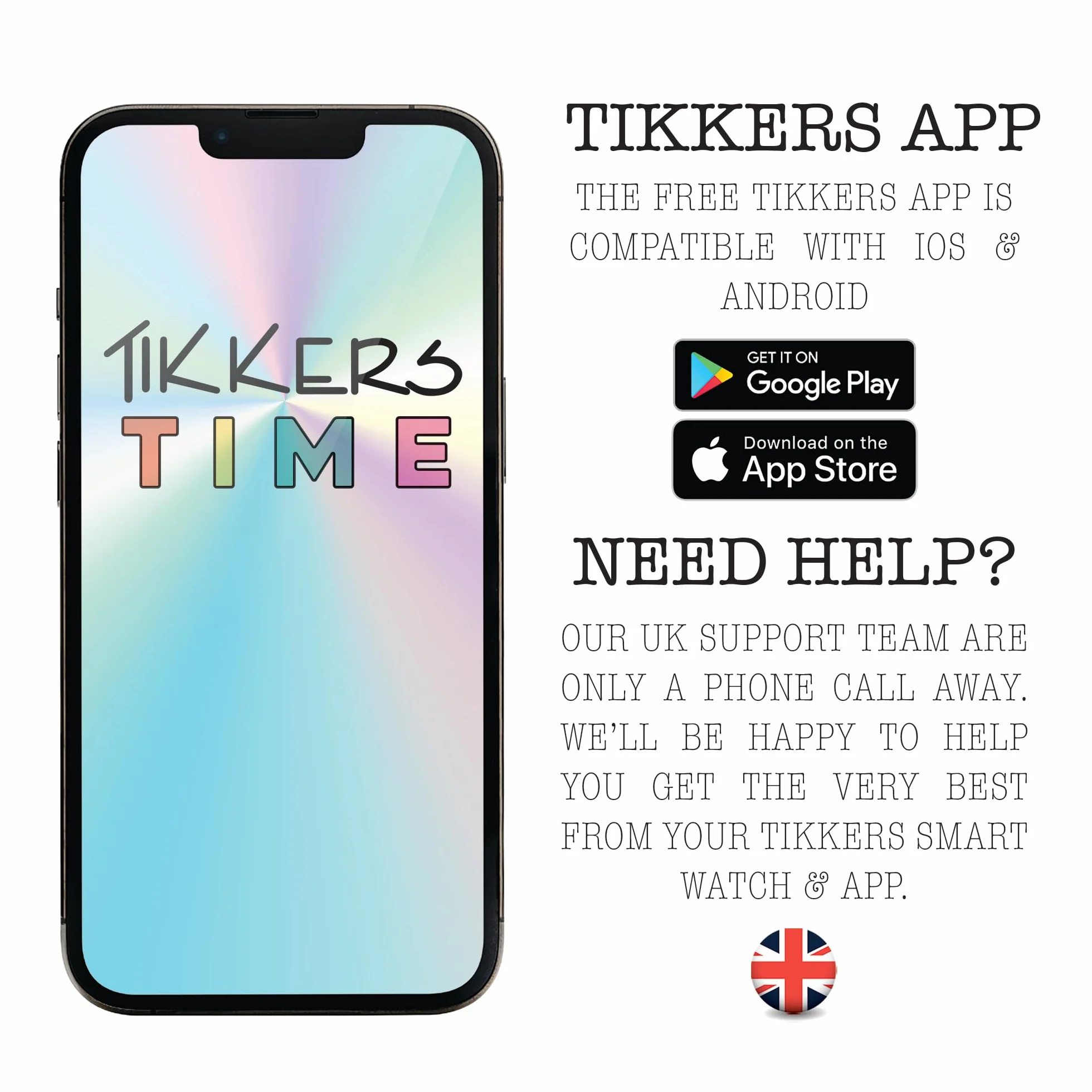 Tikkers Kids Series 13 Smart Watch z trackerem fitness, budzikiem, kamerą, połączeniem GPS, pulsometrem, licznikiem kroków, ekranem dotykowym, pomarańczowym paskiem silikonowym, pomarańczowy, Jeden