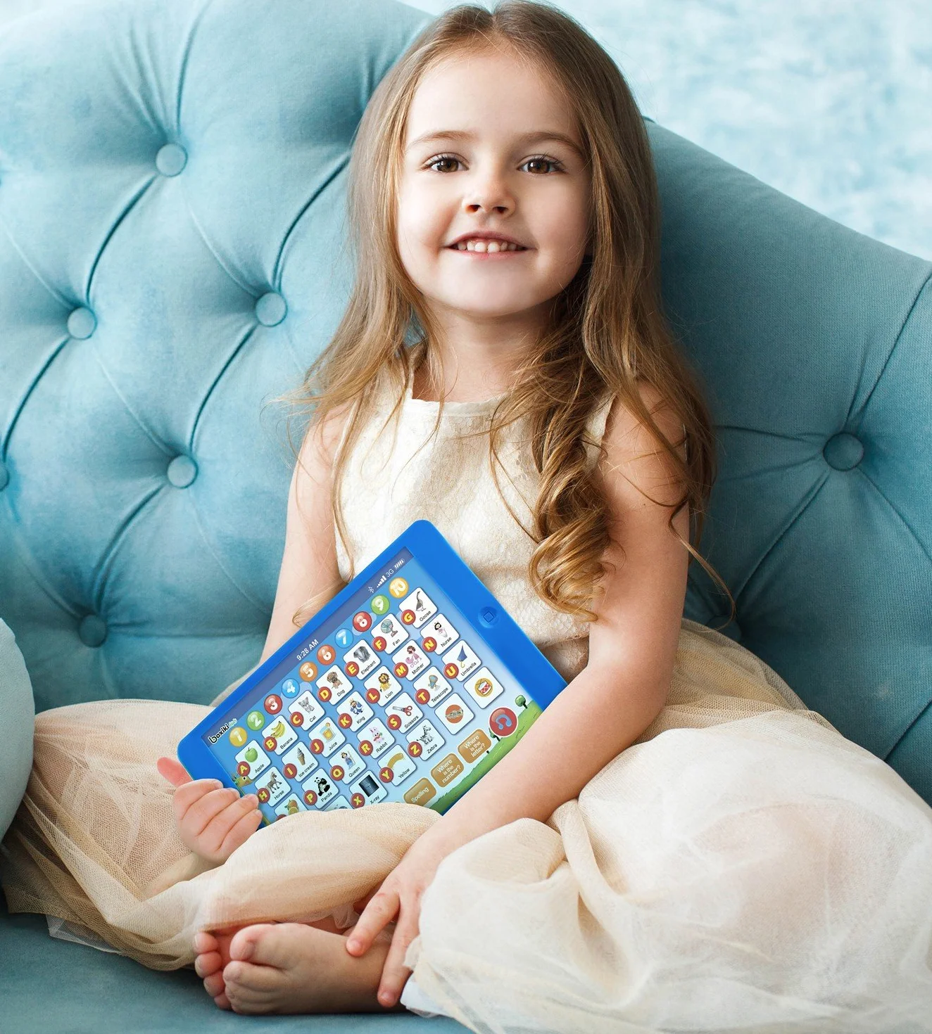 Boxiki Kids Angielski Tablet Edukacyjny, Zabawny Tablet dla Dzieci z 6 Grami Edukacyjnymi, Zabawka do Nauki Liczb i Wczesnego Rozwoju Maluchów
