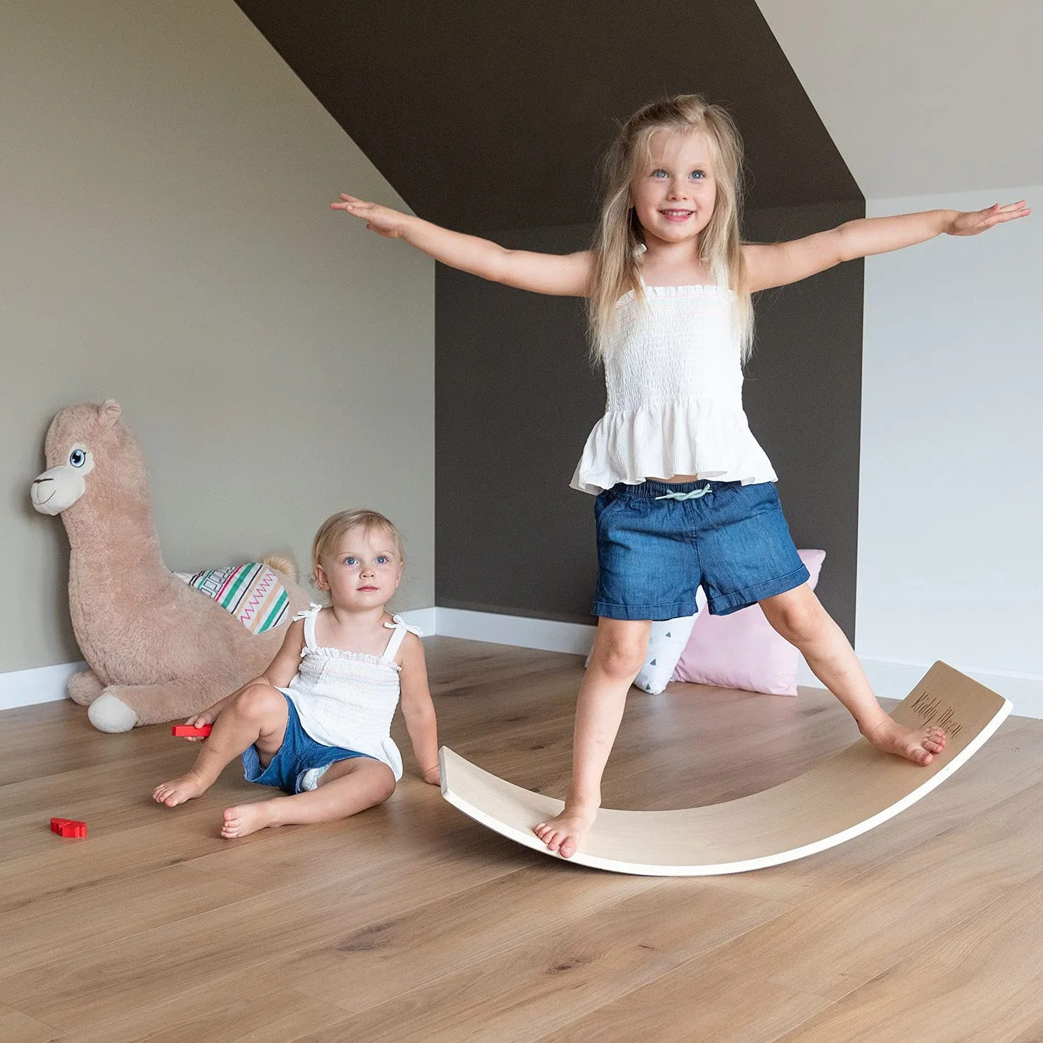 KiddyMoon Drewniana Deska Balansująca Dla Dzieci Zabawka Sportowa Balance Board
