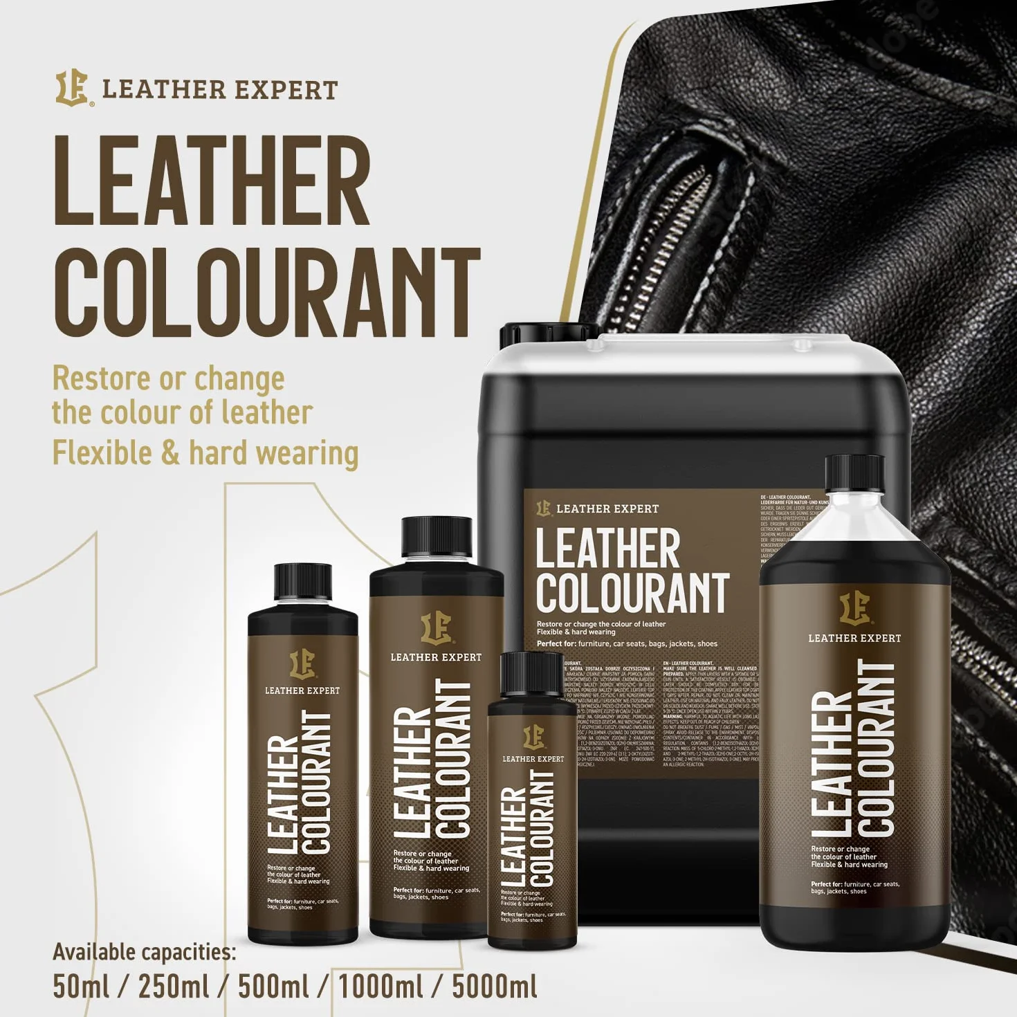 Leather Expert Barwnik do Skór - Gotowy do Użycia, Wysokiej Jakości - Czarny, 50 ml