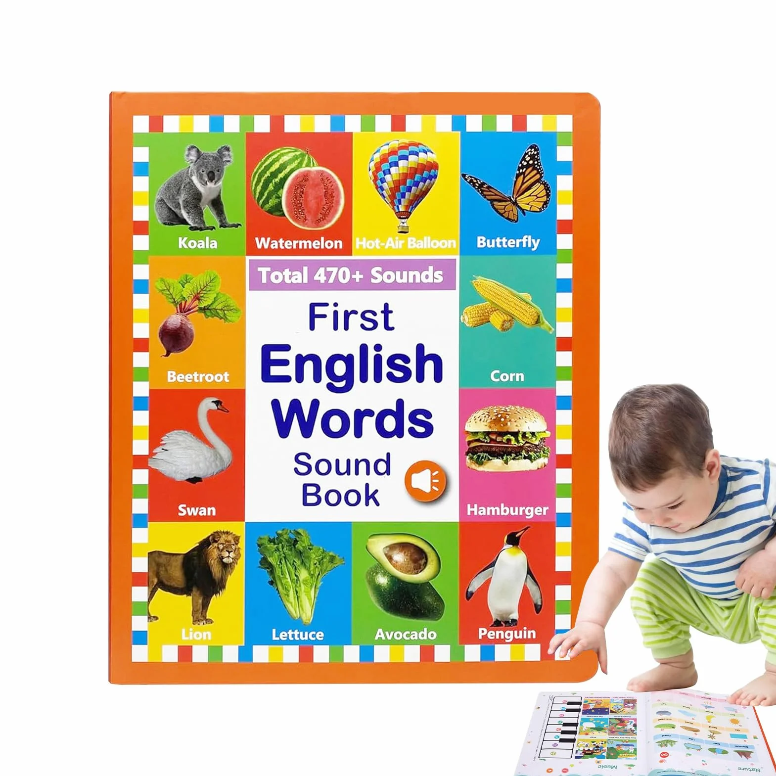 Książka do nauki angielskich słów, książki dźwiękowe Vocabulary, Educational Language Companion, Learn for Infanters, 2-6 lat, domowe narzędzie do nauki, wczesne czytanie dla chłopców i FI