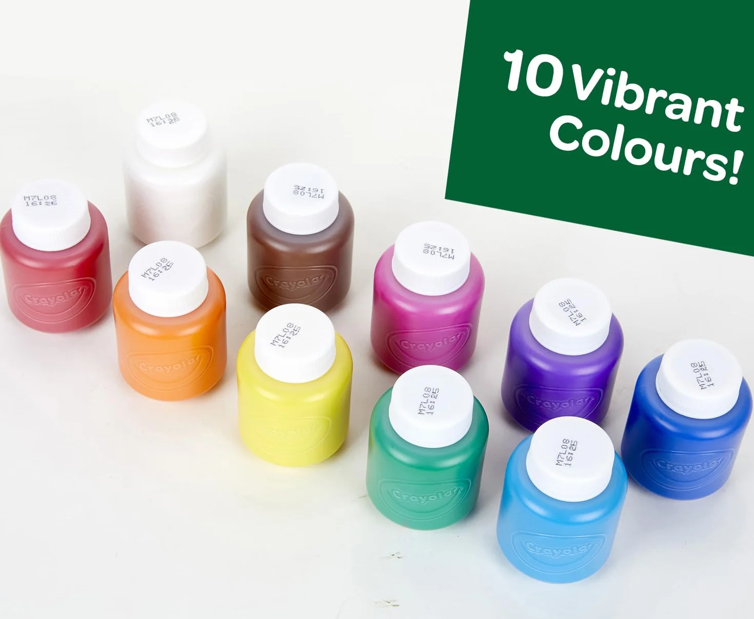 Crayola - Zmywalne kredki dla dzieci, opakowanie 10 słoiczków 59 ml, zalecany wiek: od 3 lat