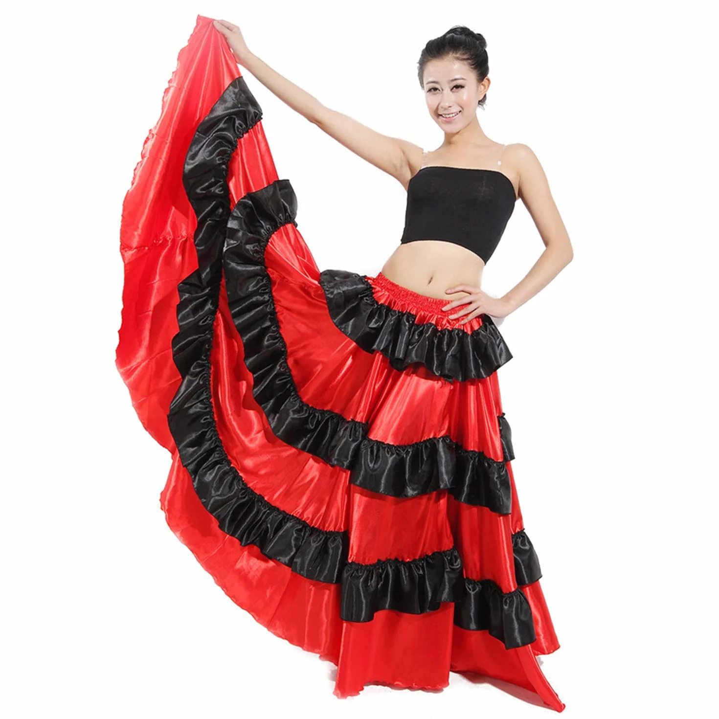 LOLANTA czarna hiszpańska spódnica Torero dla kobiet kostium flamenco na studniówkę