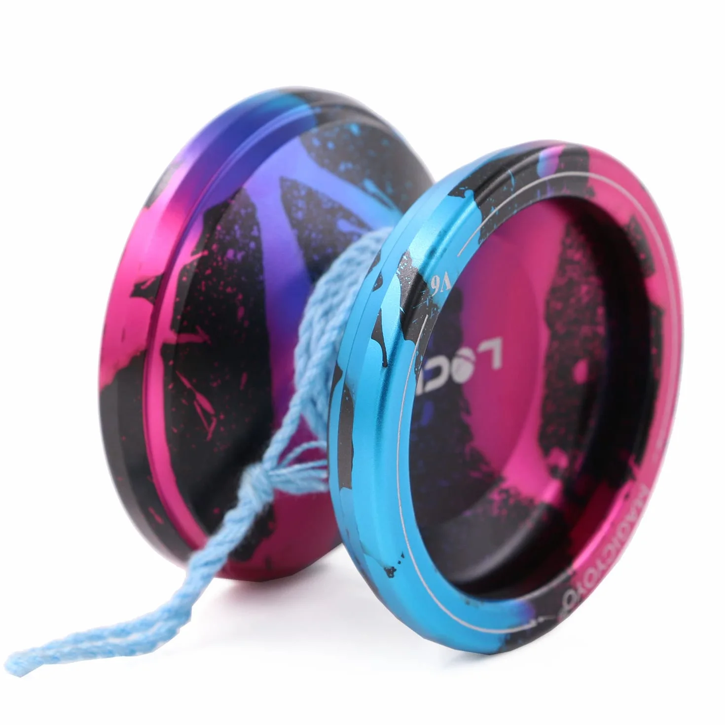 MAGICYOYO V6 Pro responsywne Yoyo z niereagującym łożyskiem dla dzieci i dorosłych sztuczki jojo, podwójna funkcja metalu yoyo z wyjmownikiem + torbą + 10 strun, różowy i czarny i niebieski