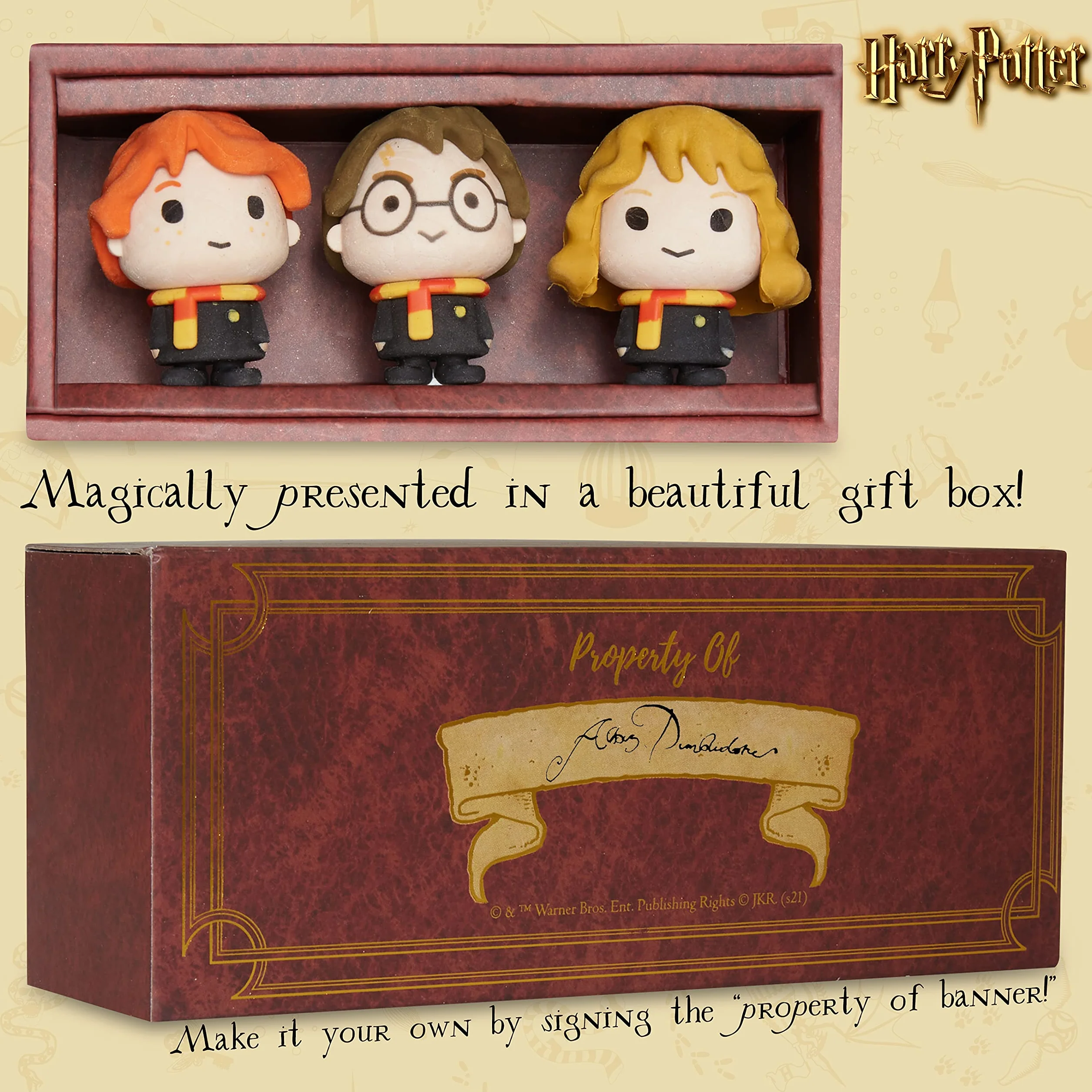 Harry Potter gumki do zmazywania, figurki do zabawy dla dzieci, 3 sztuki, prezenty Harry Potter dla dziewcząt i chłopców