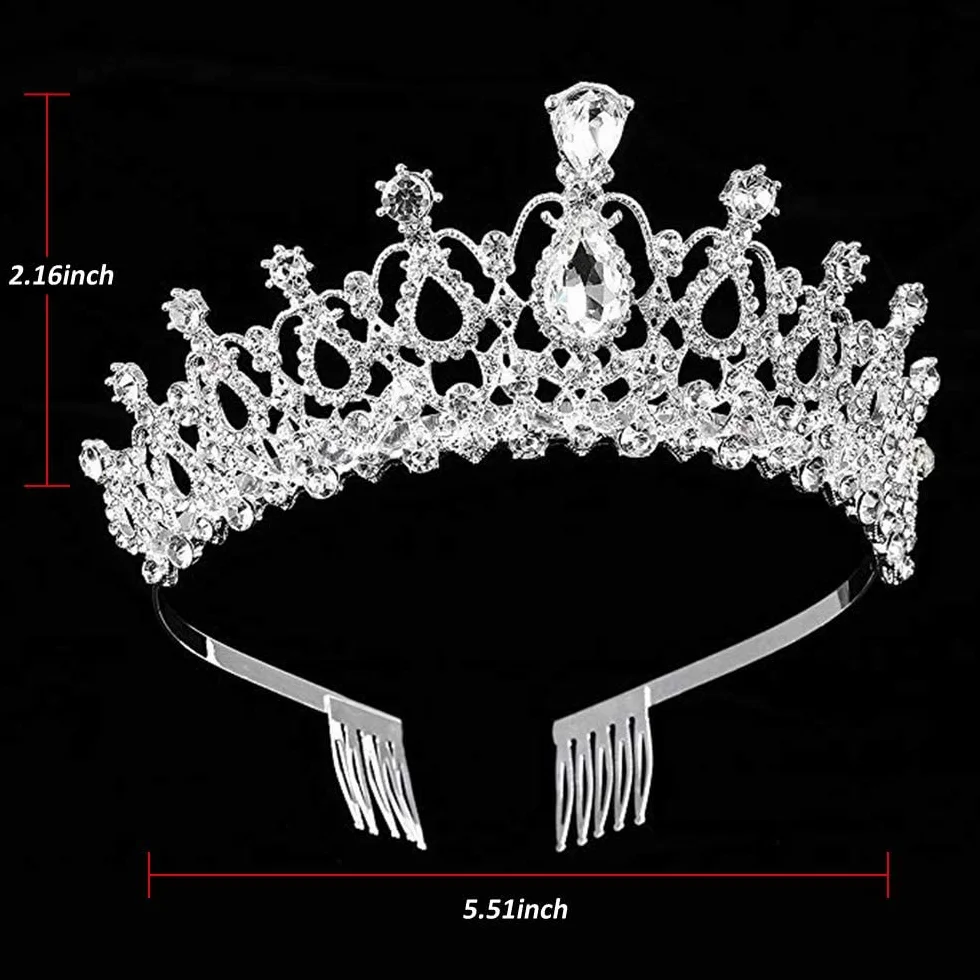 Kryształowa korona tiara, tiara z grzebieniem z kryształu górskiego, na konkursy ślubne, studniówki, imprezy księżniczki, korona urodzinowa