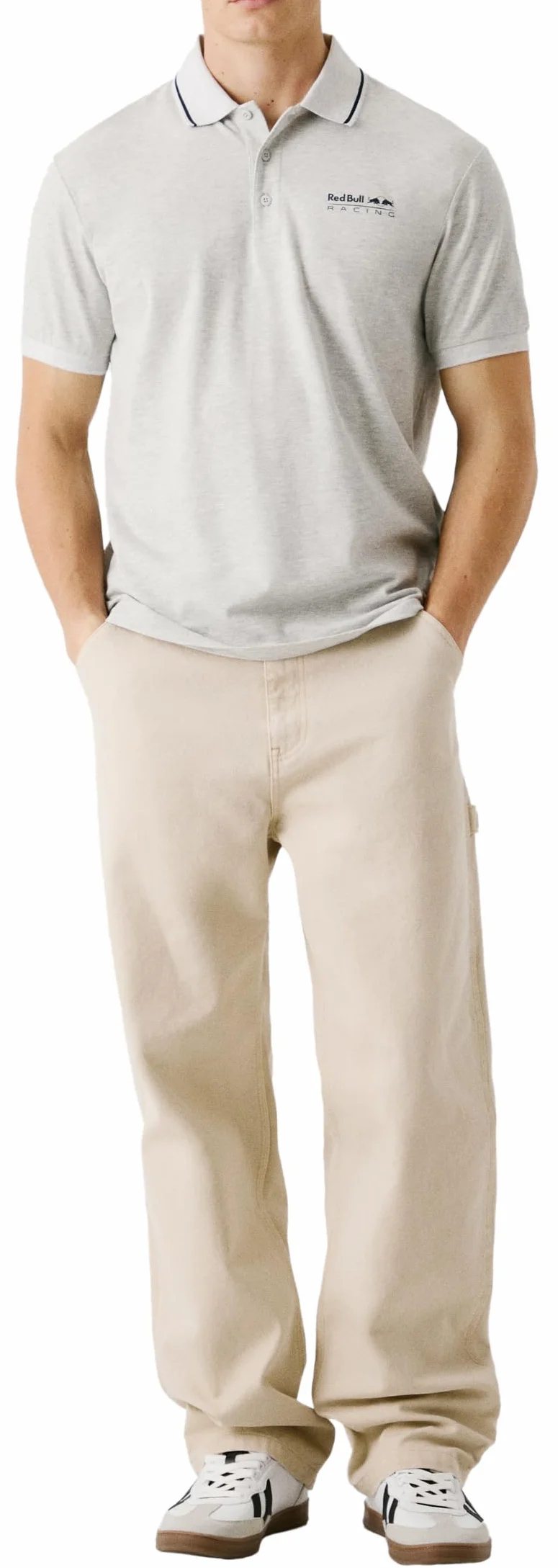 PEPE JEANS męska koszulka polo z logo z końcówkami, szara (MARL GREY), M, Szary (Marl Grey), M