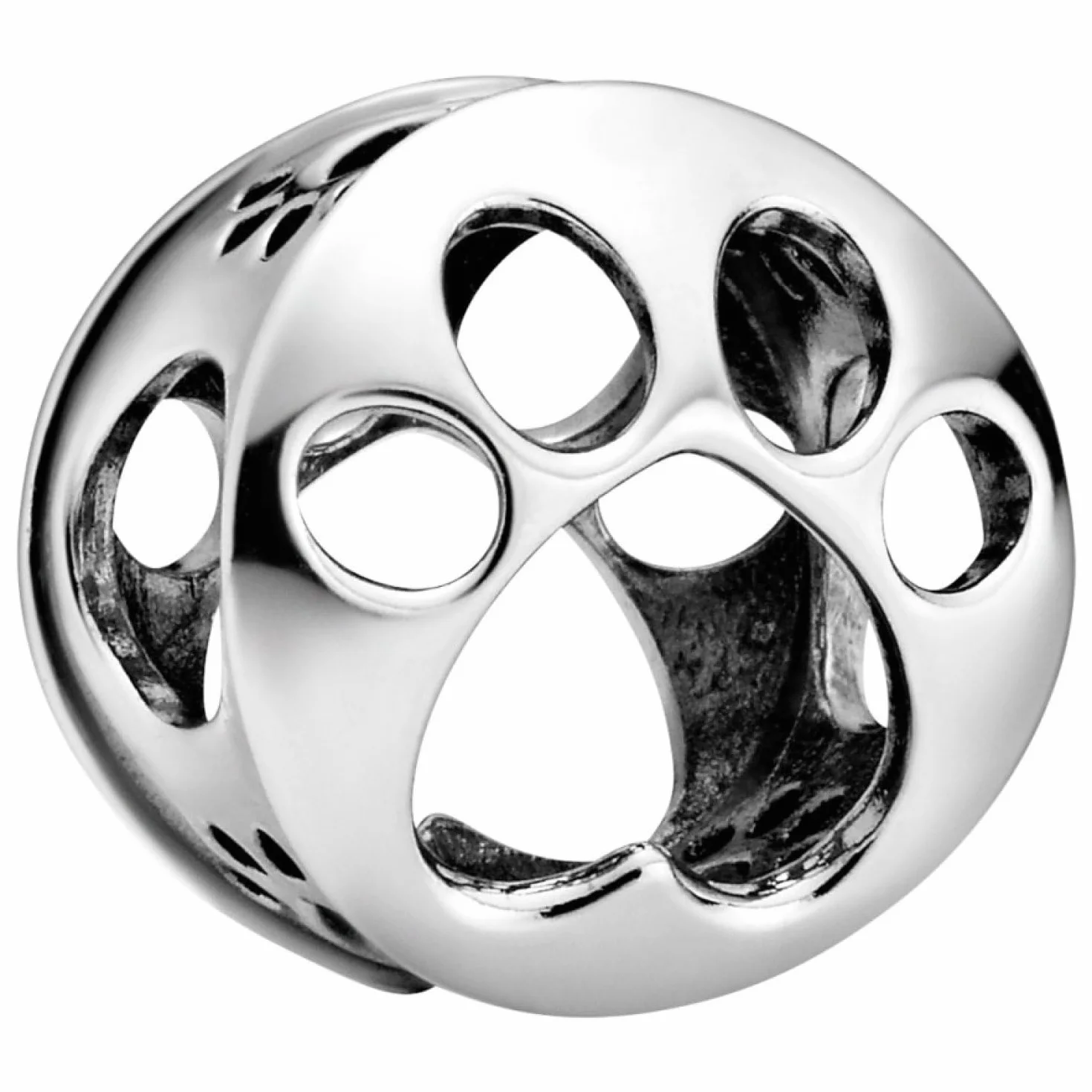 PANDORA Offen gearbeiteter Hundepfotenabdruck Charm Sterling-Silber 9 x 11,5 x 11,5 mm (T/H/B)
