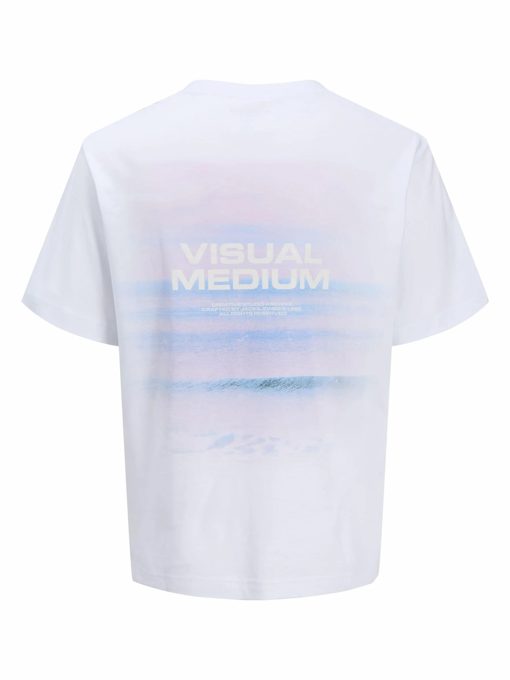 JACK & JONES Męska koszulka Jcosago Photo Back Tee SS Crew Neck, Bright White, M