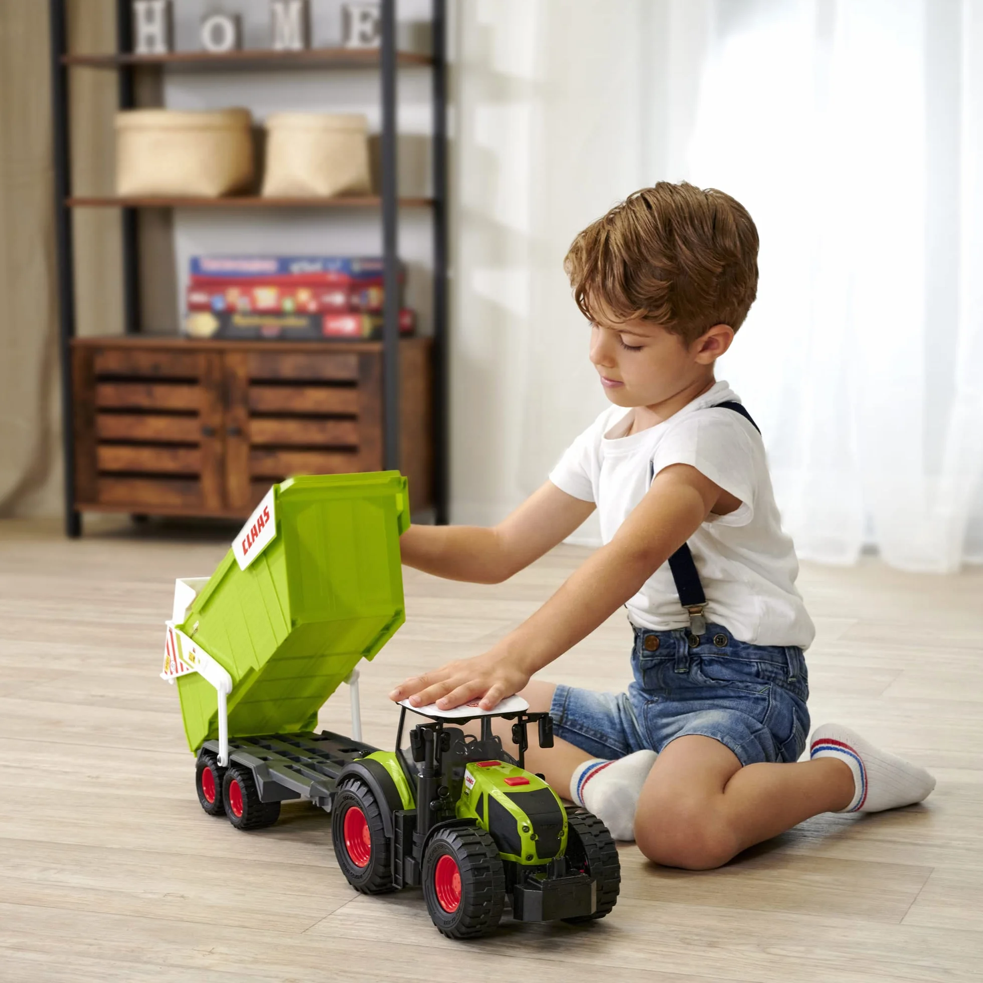 Dickie Toys 203739004ONL CLAAS Licencjonowany Traktor z przyczepą 64 cm, duży pojazd rolniczy, światło i dźwięk, ciągnik z ruchomymi elementami, zabawa w rolnika, prezent dla dzieci od 3 lat