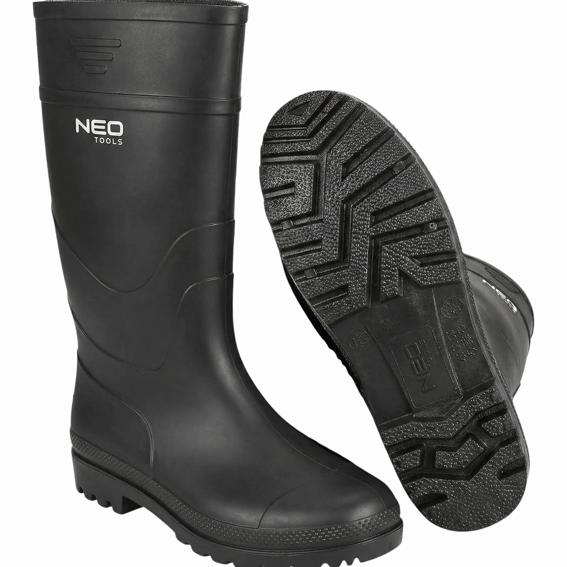 NEO TOOLS Gumowe kalosze 39 – buty gumowe, uniseks, wodoszczelne, przeciwdeszczowe, buty ogrodowe, oddychające, czarne, rozm. 39-46