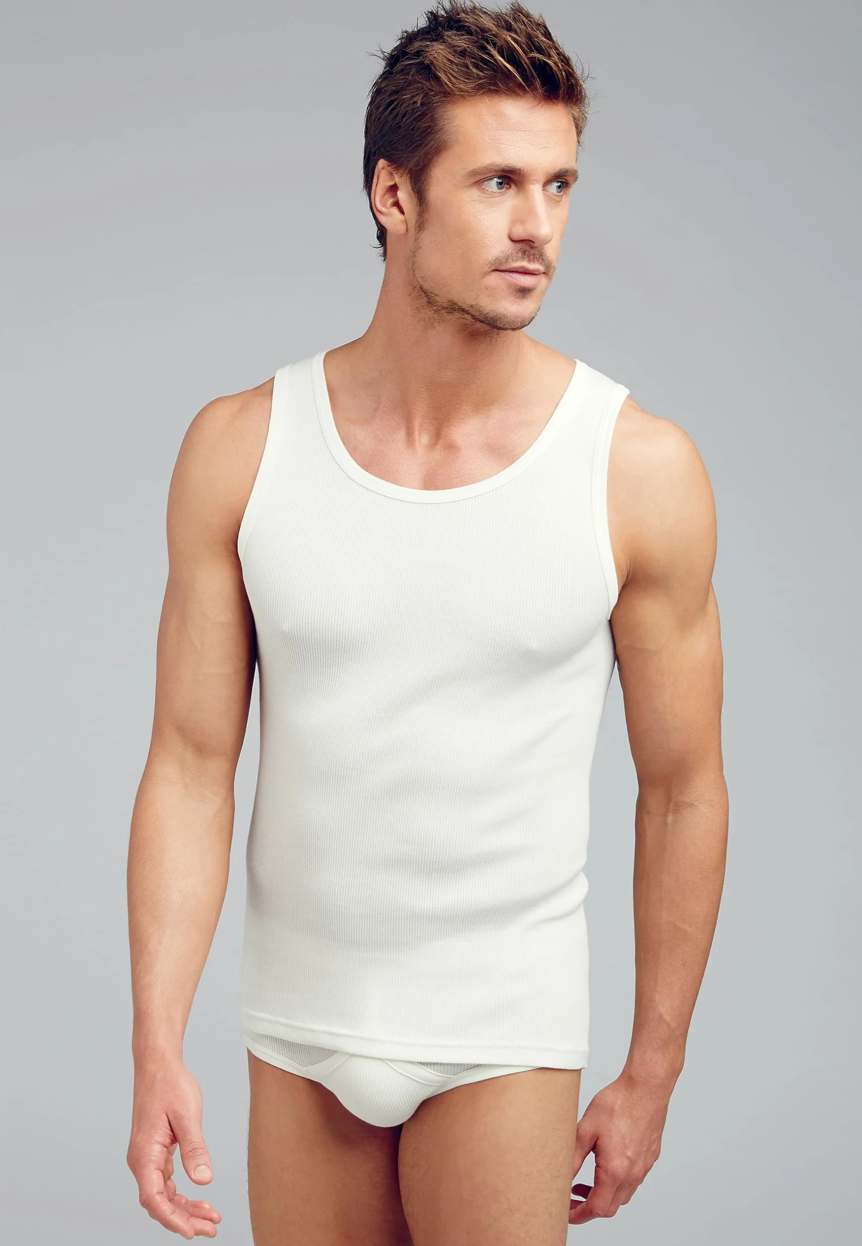 Jockey Classic Cotton Rib Ashirt - podkoszulek męski, tank top ze 100% czesanej bawełny, oddychający podkoszulek funkcyjny, bez rękawów, z drobnymi prążkami, szeroki krój