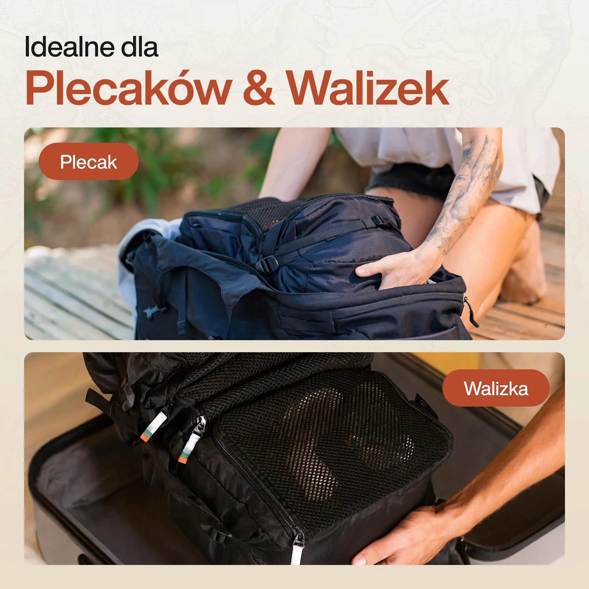 TRAVEL DUDE Wiszący organizer kompresyjny do walizki, zestaw kostek kompresyjnych z haczykiem, oszczędność miejsca, ultralekki organizer podróżny na ubrania do plecaka lub bagażu podręcznego (Czarnym)