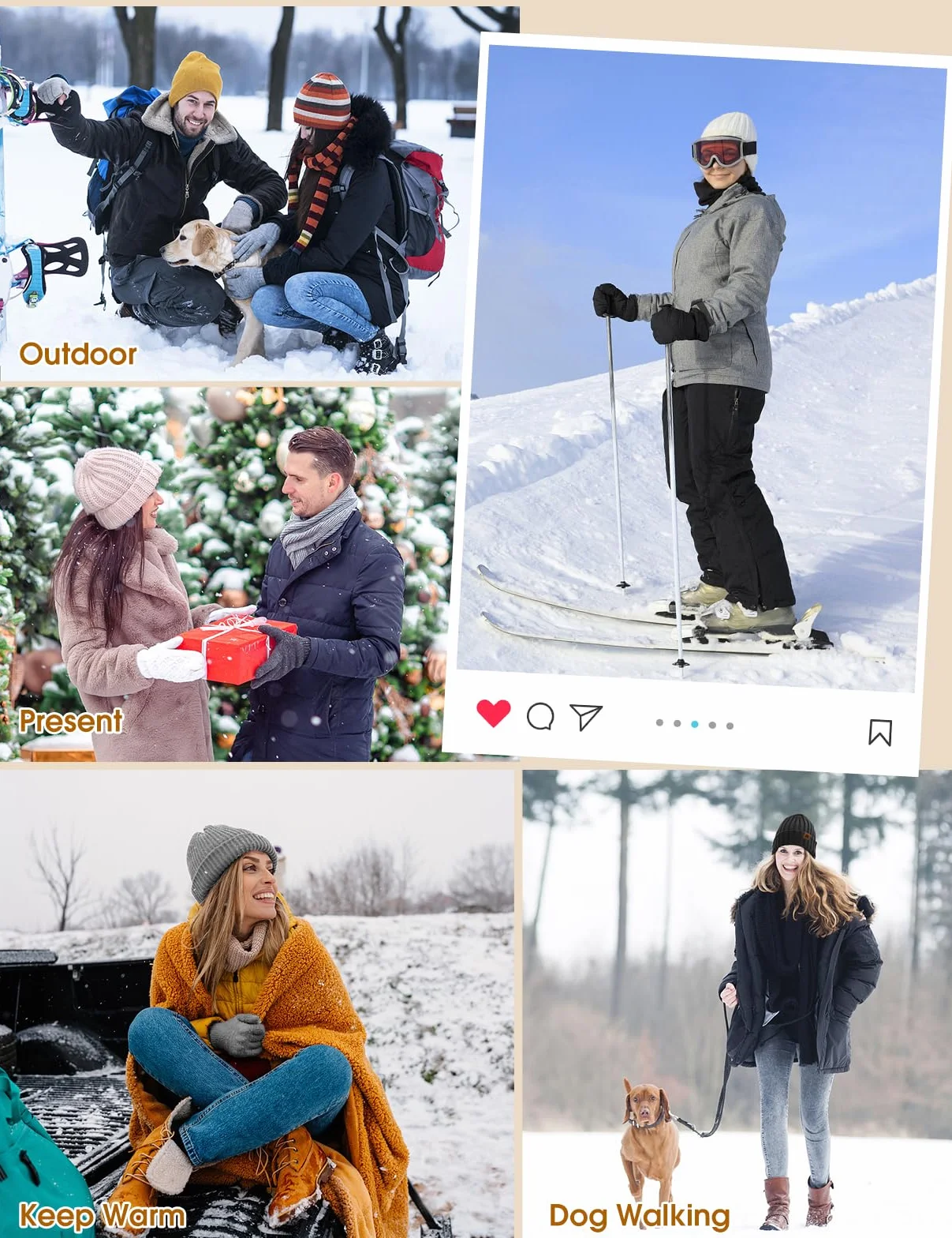 Zestaw dzianinowych czapek i szalików, 5 szt., zimowe ciepłe zestawy, czapka beanie z podszewką polarową, rękawiczki do ekranów dotykowych, pluszowe ocieplacze na uszy, ocieplacze na szyję