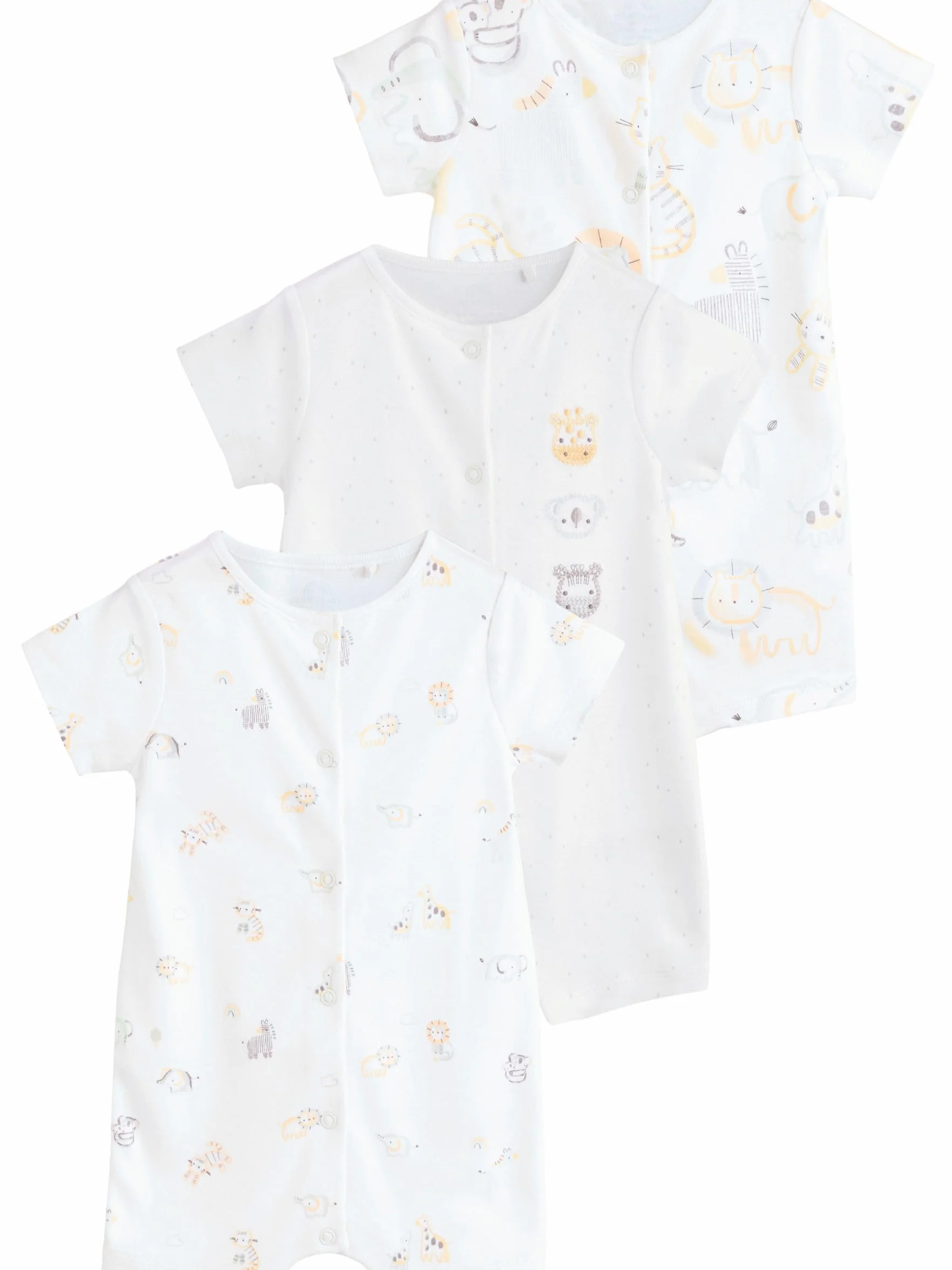 NEXT Noworodki unisex Zestaw 3 par niemowlęcych rampersów z haftem