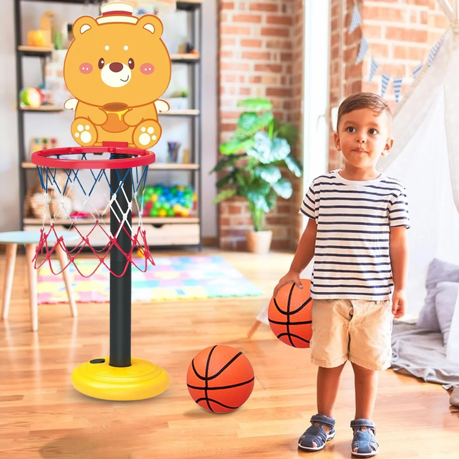 Kids Basketball Hoop, Indoor Game Sport Toy, Basketball Hoop Toys, Sport Early Education Toys, Basketball Hoop Indoor Toys, Easy To Use, Portable for Indoor Garden Play