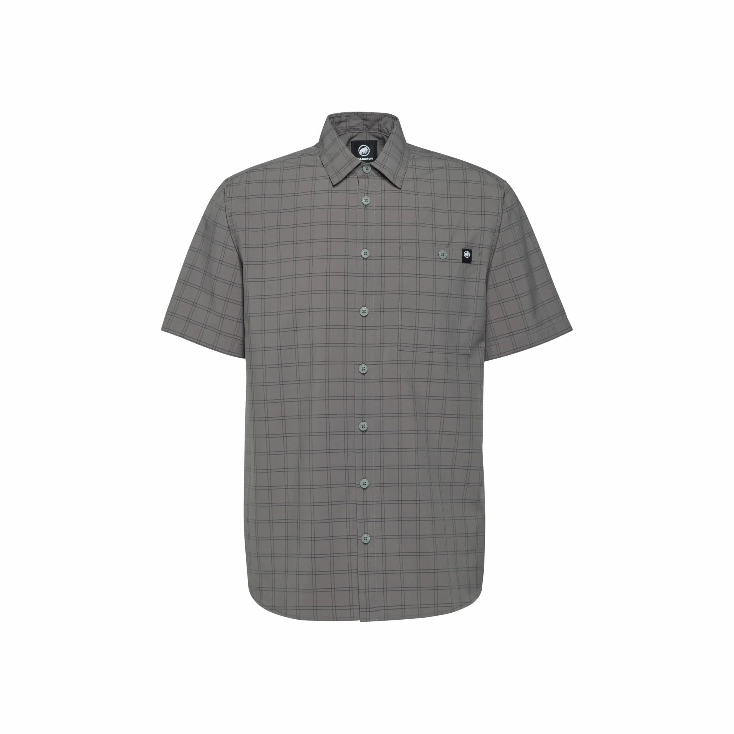 Mammut Lenni Shirt Men – Koszula Trekkingowa Męska | Krótki Rękaw, Ochrona UV, Szybkoschnąca i Oddychająca | Rozmiar S, Stalowy-czarny