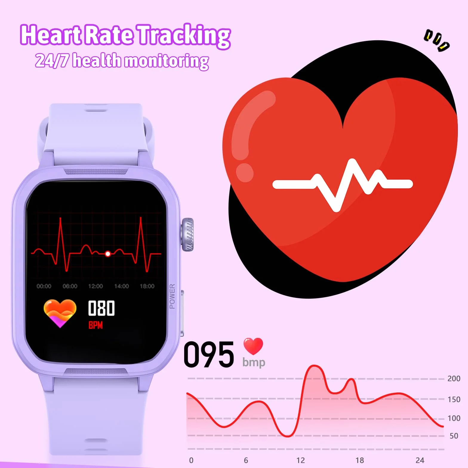 JOYELE Smartwatch dla Dzieci, Zegarek Fitness, Wodoodporny, 19 Sportów, Krokomierz, Budzik, Inteligentny Zegarek dla Dziewczynek i Chłopców, Prezent