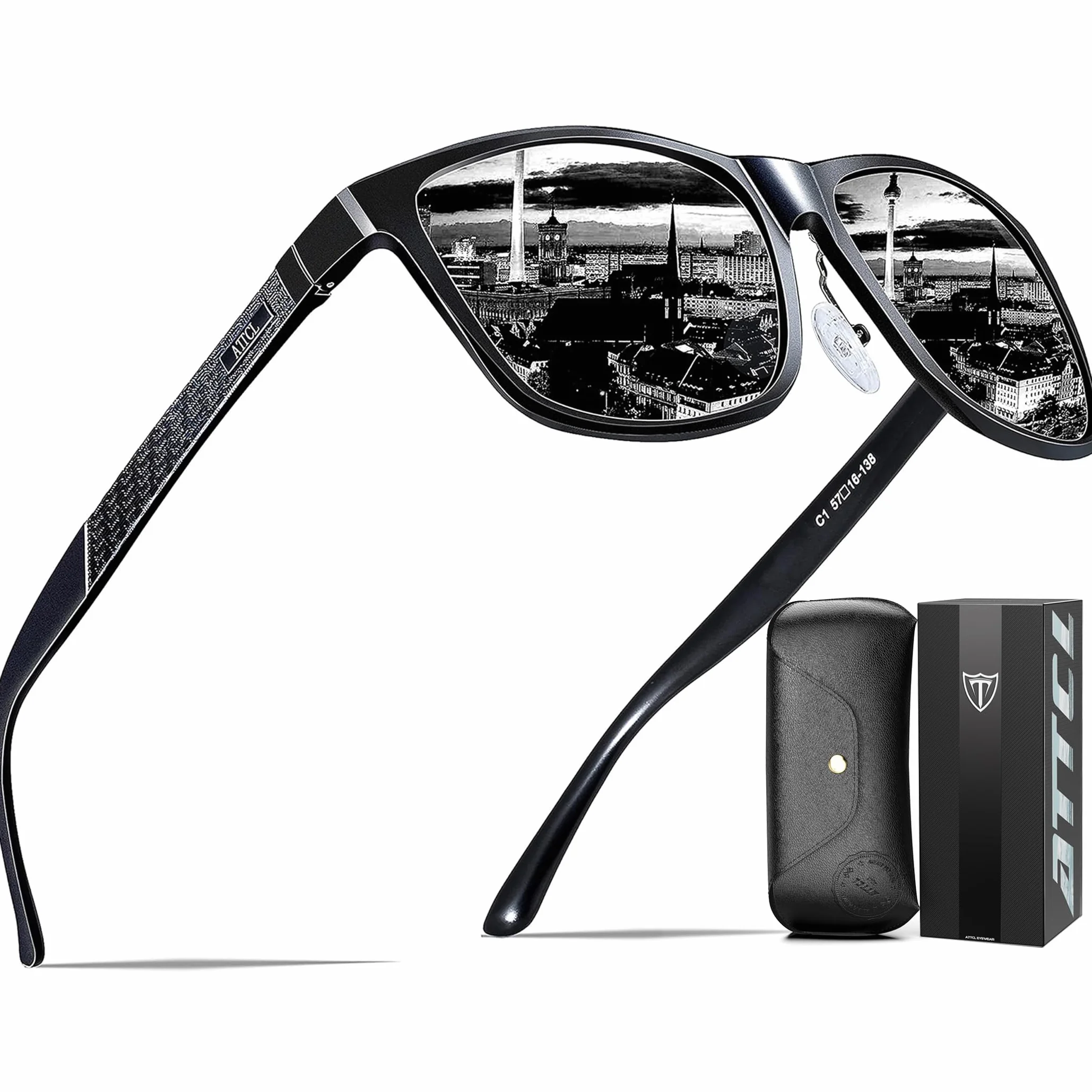ATTCL m?skie okulary przeciws?oneczne z polaryzacj?, do jazdy, metalowe oprawki ze stopu aluminium i magnezu, ultra, srebrny
