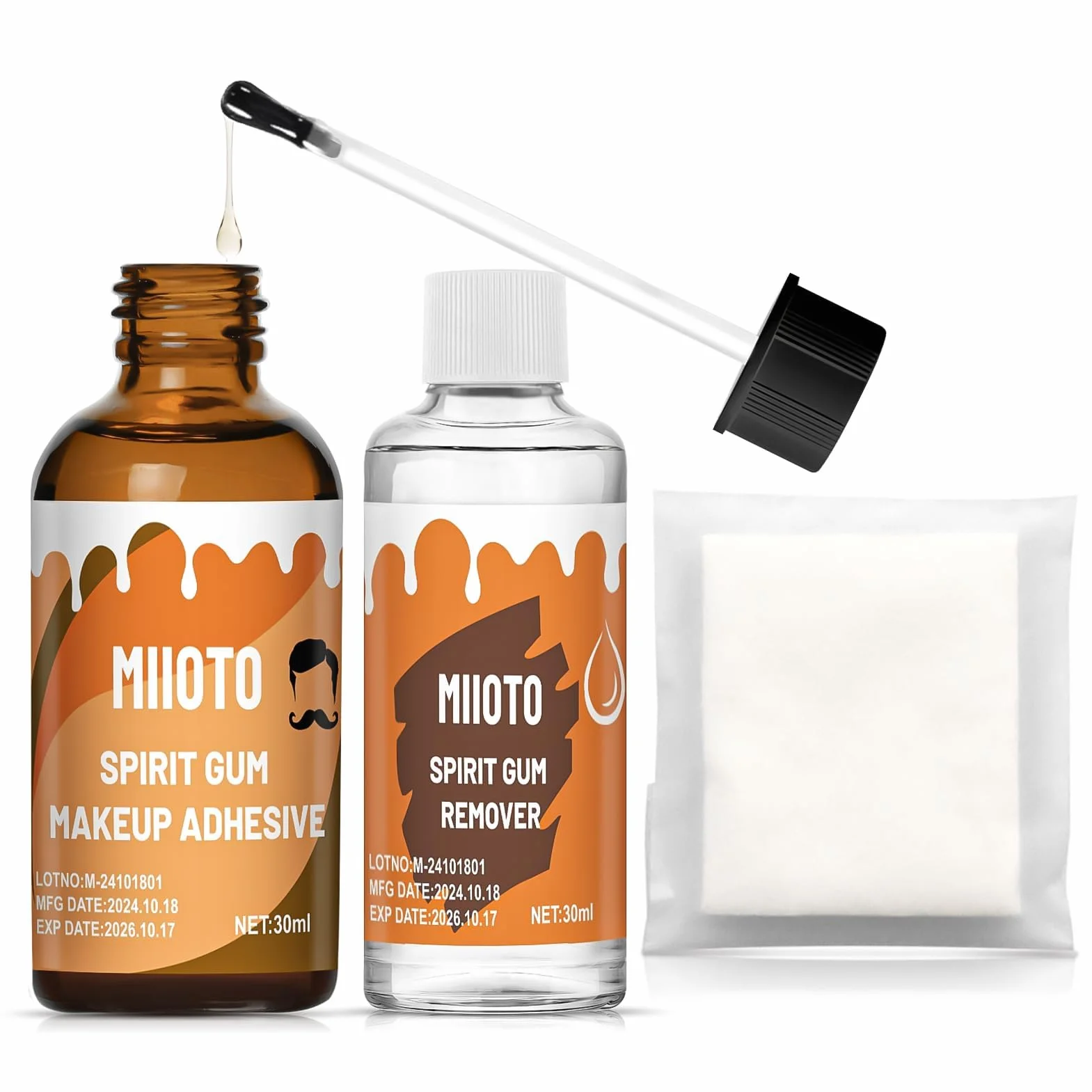 Klej do makijażu twarzy z peelingiem, kolodion, płynny lateks, trwały klej do twarzy, płyn do makijażu na Halloween, na imprezę, Boże Narodzenie (30 ml x 2)
