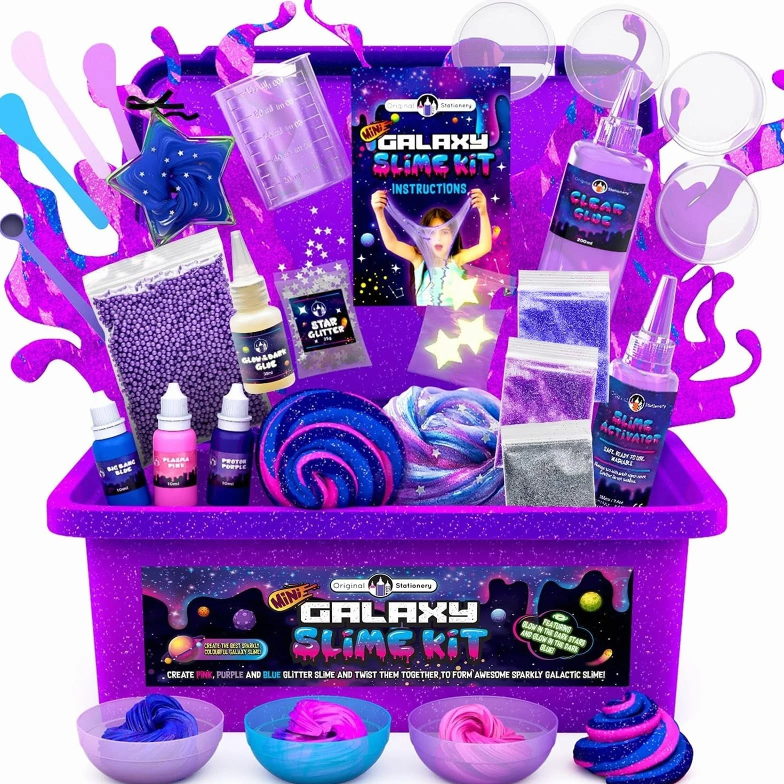 Original Stationery Zestaw Mini GalaxySlime do tworzenia Glitter Slime & Galactic Slime Kit dla dziewczynek w wieku 10-12 lat