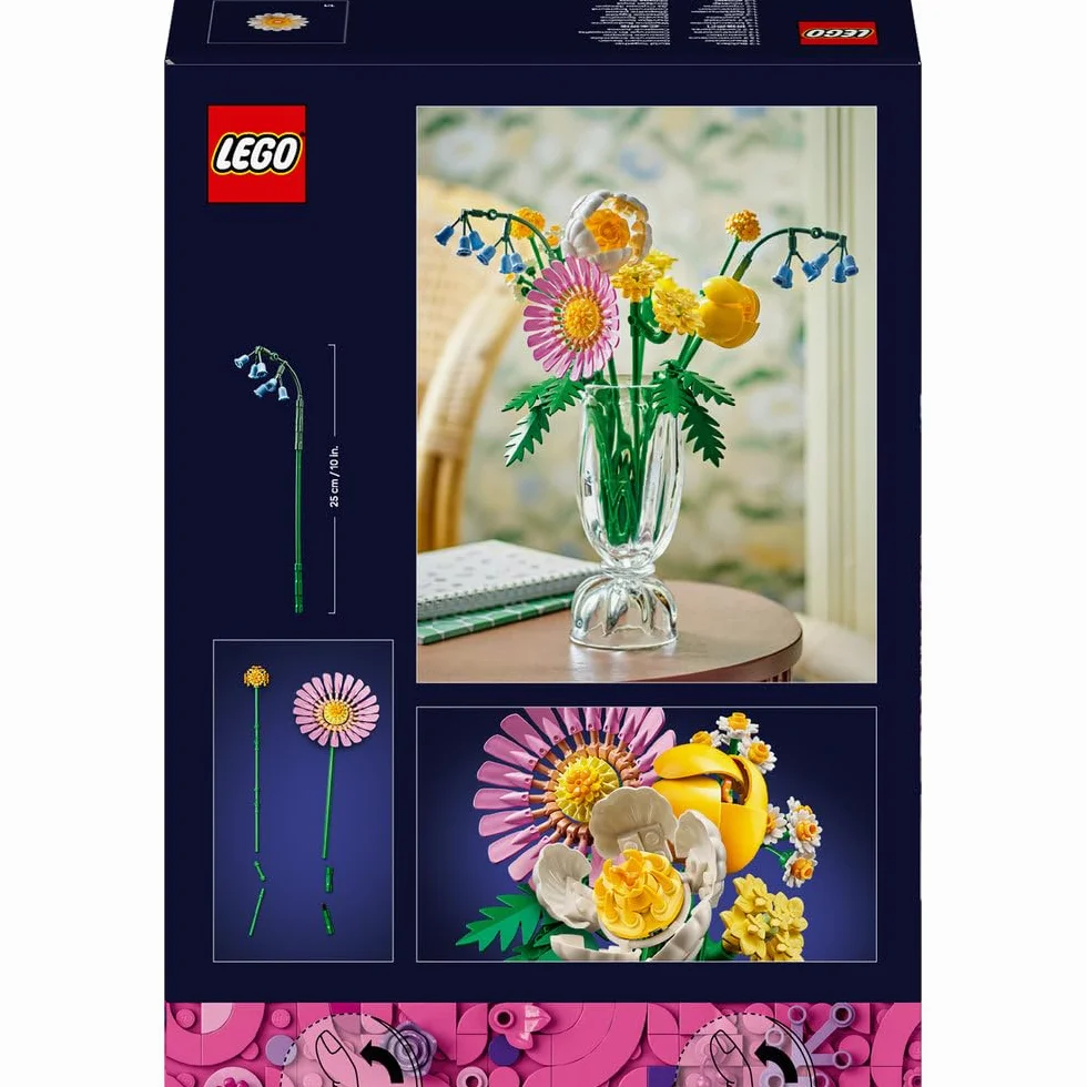 LEGO Mały słoneczny bukiet, zabawka dla dziecka do zbudowania, zestaw konstrukcyjny dla 9-latka i prezent dla chłopców i dziewczynek, dekoracja wiosenna, ozdoba ze sztucznych kwiatów 10347