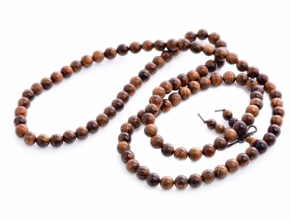 8 mm-108 bransoletka z naturalnych koralików z drewna sandałowego naszyjnik/bransoletka łańcuszek różaniec tybetański buddyjski budda mala elastyczna bransoletka męska kobieta