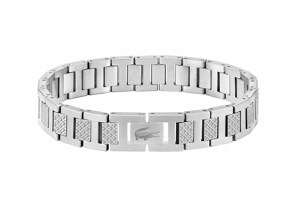 Lacoste METROPOLE Collection Link Bransoletka ze stali nierdzewnej ozdobiona wzorem petit piqué - dostępna dla niego i dla niej