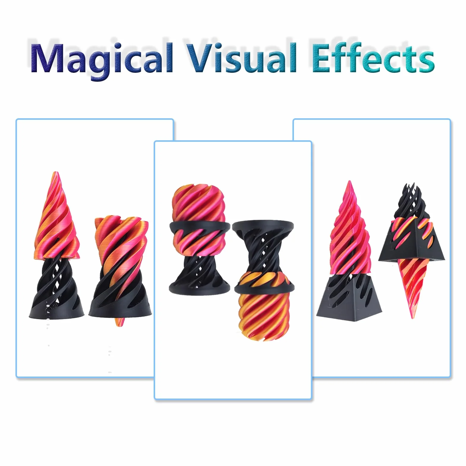 3 sztuki zabawka fidget w kształcie spiralnego stożka z drukiem 3D, The Impossible Cone Pyramid zabawka spiralna, zabawki fidget dla dorosłych, zabawka antystresowa do łagodzenia lęku dla