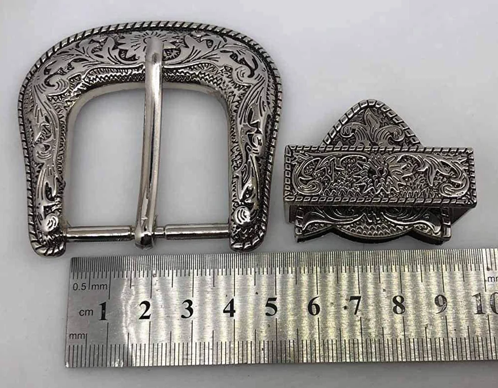 Zachodnia Kowbojska Klamra w Stylu Vintage - Ręcznie Rzeźbiona Antyczna Srebrna do Pasa Biodrowego i Wyrobów Skórzanych (Średnica Wewnętrzna 40 mm)