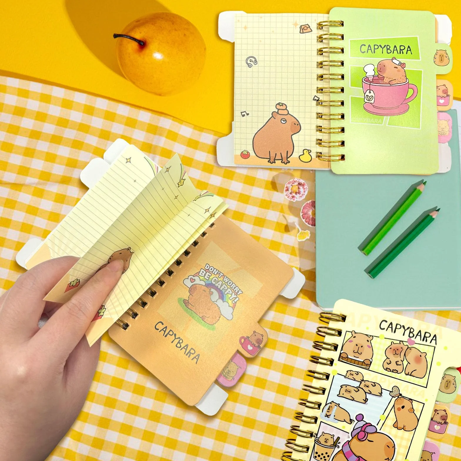 Capibara Notatnik, Spiralny Zeszyt Studencki 4 Szt, Capibara Zeszyt Spiral Wiązanie Książka Papiernicza dla Dzieci Chłopcy Dziewczęta Praca, Kapibara Notatnik Spiralny, Notatnik dla Dzieci