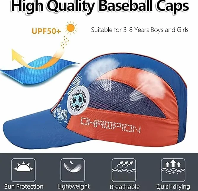 Dziecięca czapka z daszkiem, ultra cienka czapka baseballowa dla chłopców i dziewczynek, siatkowa czapka dla dzieci, na lato, 3-8 lat, do uprawiania sportu, na podróż, do biegania, jazdy na rowerze,