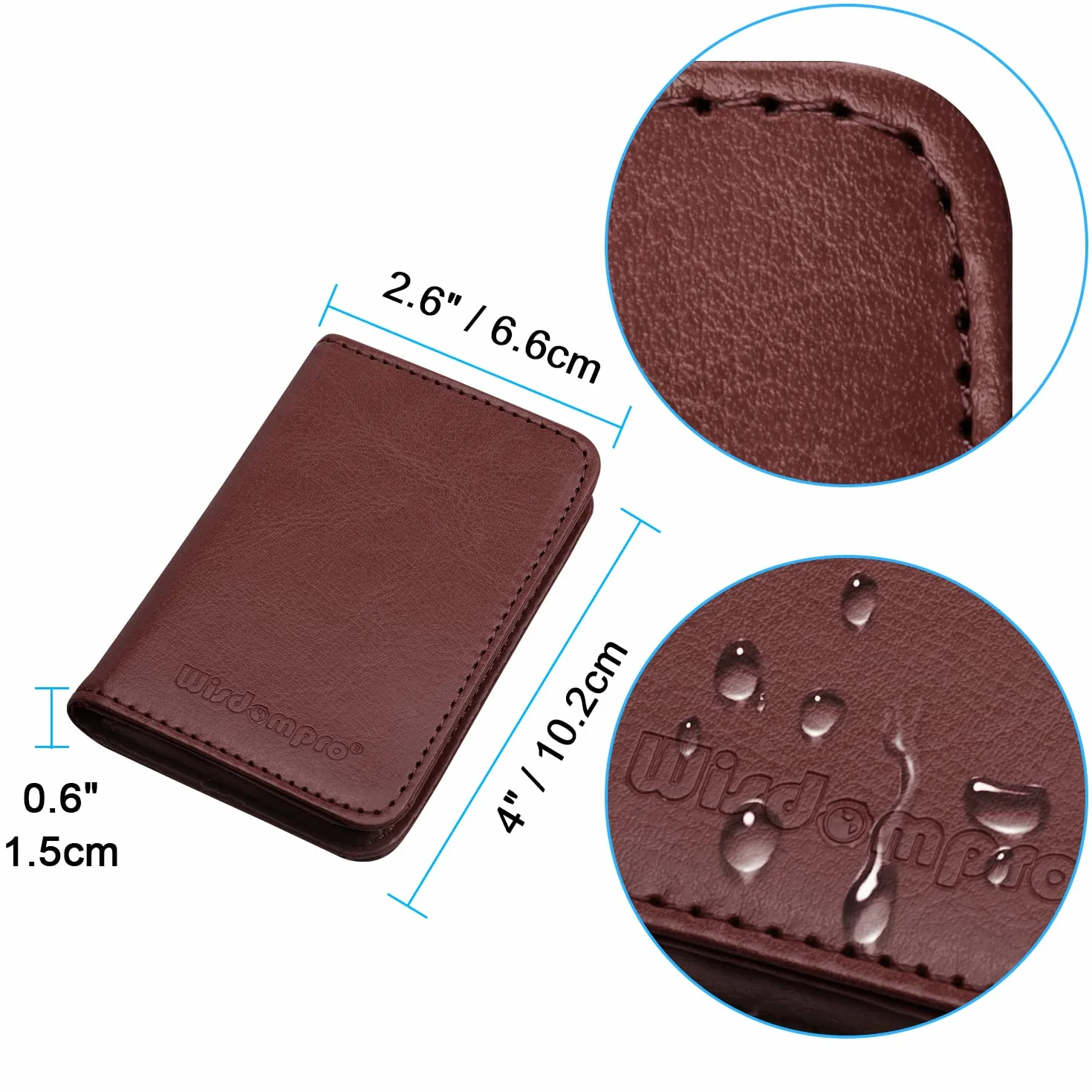 wisdompro Etui na wizytówki, dwustronne etui na wizytówki ze skóry PU, z zamknięciem magnetycznym, dla mężczyzn i kobiet, ultracienkie, Brązowy, 6.7 x 10.2 x 1.65 cm, Nowoczesny