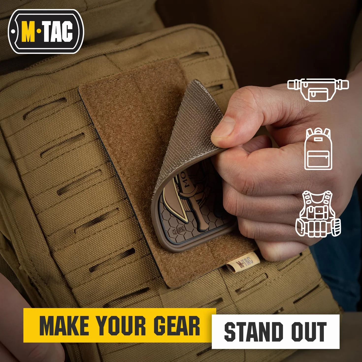 M-Tac Loop Tactical Morale Patches Board Molle Attachment 3.1 x 5.2 (Coyote)