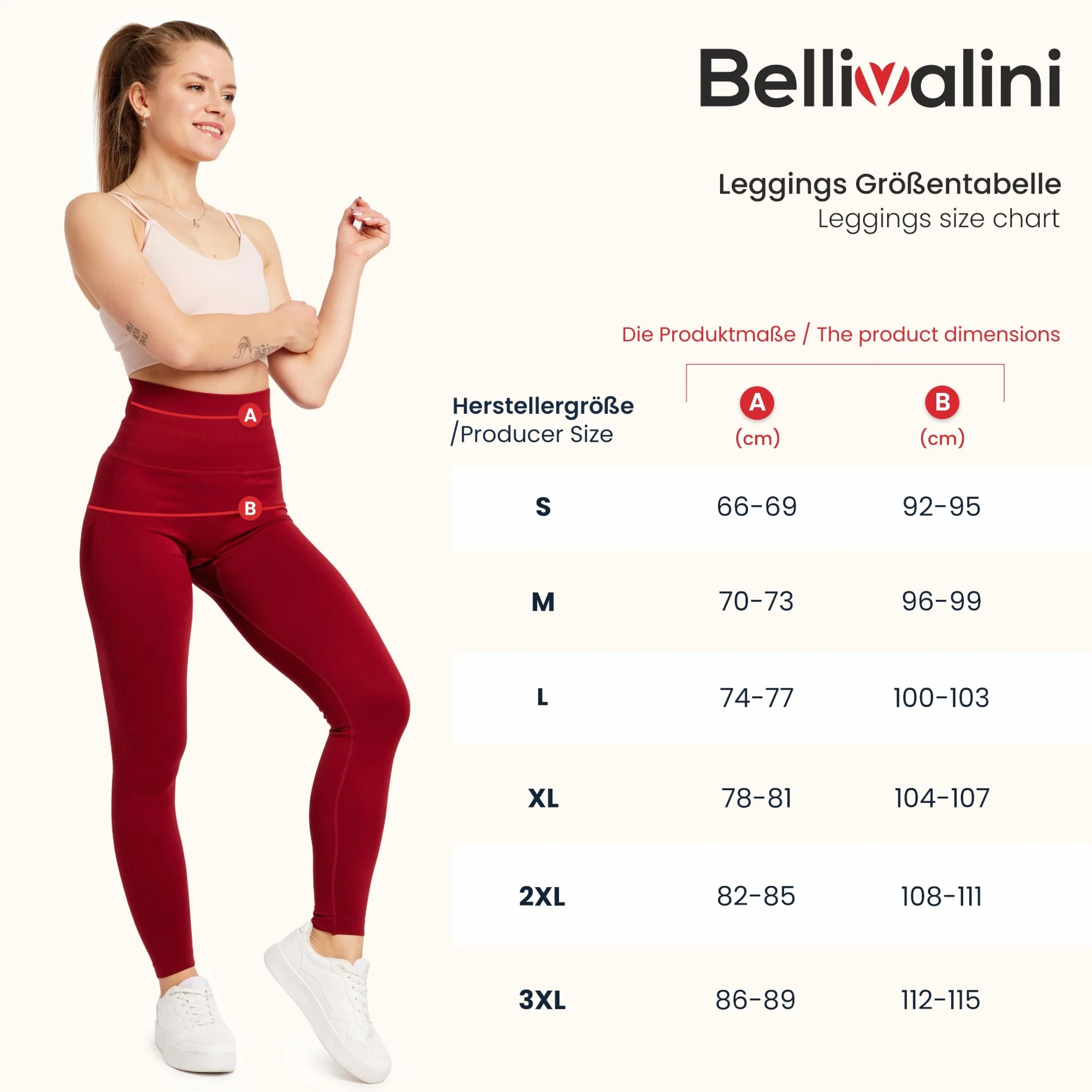 Bellivalini Legginsy damskie Push Up wysoki stan Sport Fitness BLV50-255