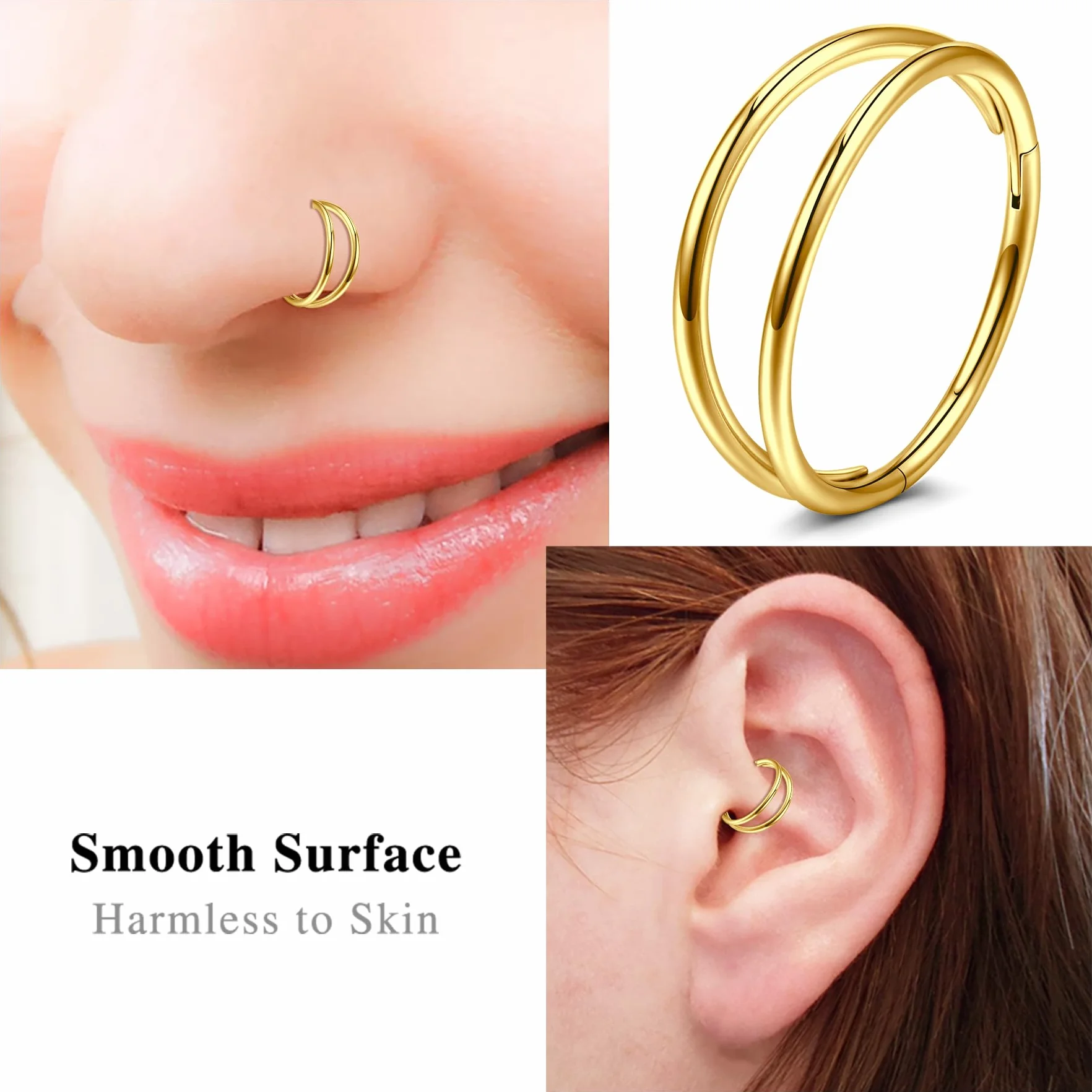 Briana Williams 2 szt. zawiasowy kolczyk do nosa segment wargi helix przegrody nosowej tragus helix wieża kolczyki piercing clicker 20G 18G 16G dla kobiet mężczyzn chłopców dziewcząt