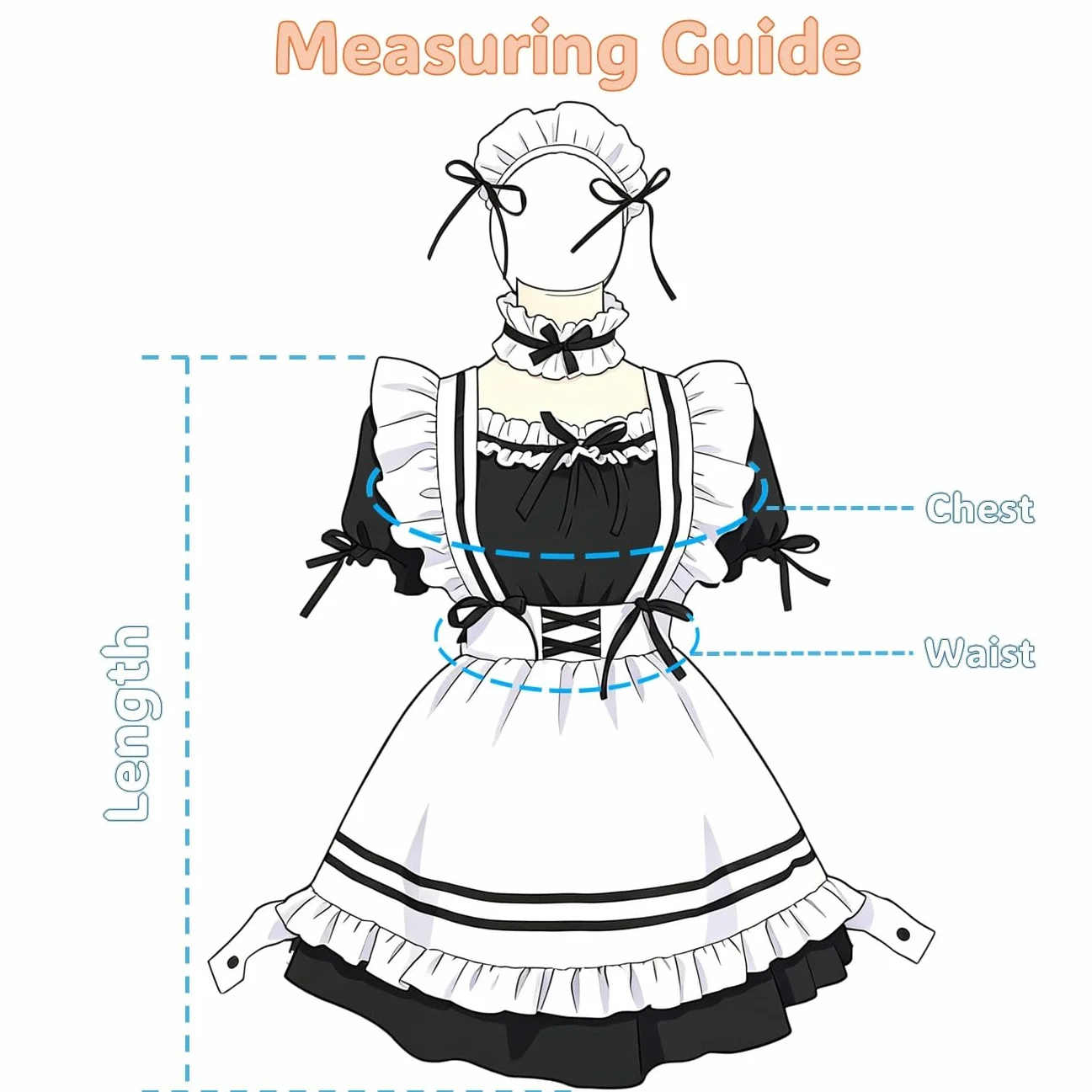CarolynDesign Anime Cosplay francuski fartuch pokojówka fantazyjna sukienka kostium zestaw