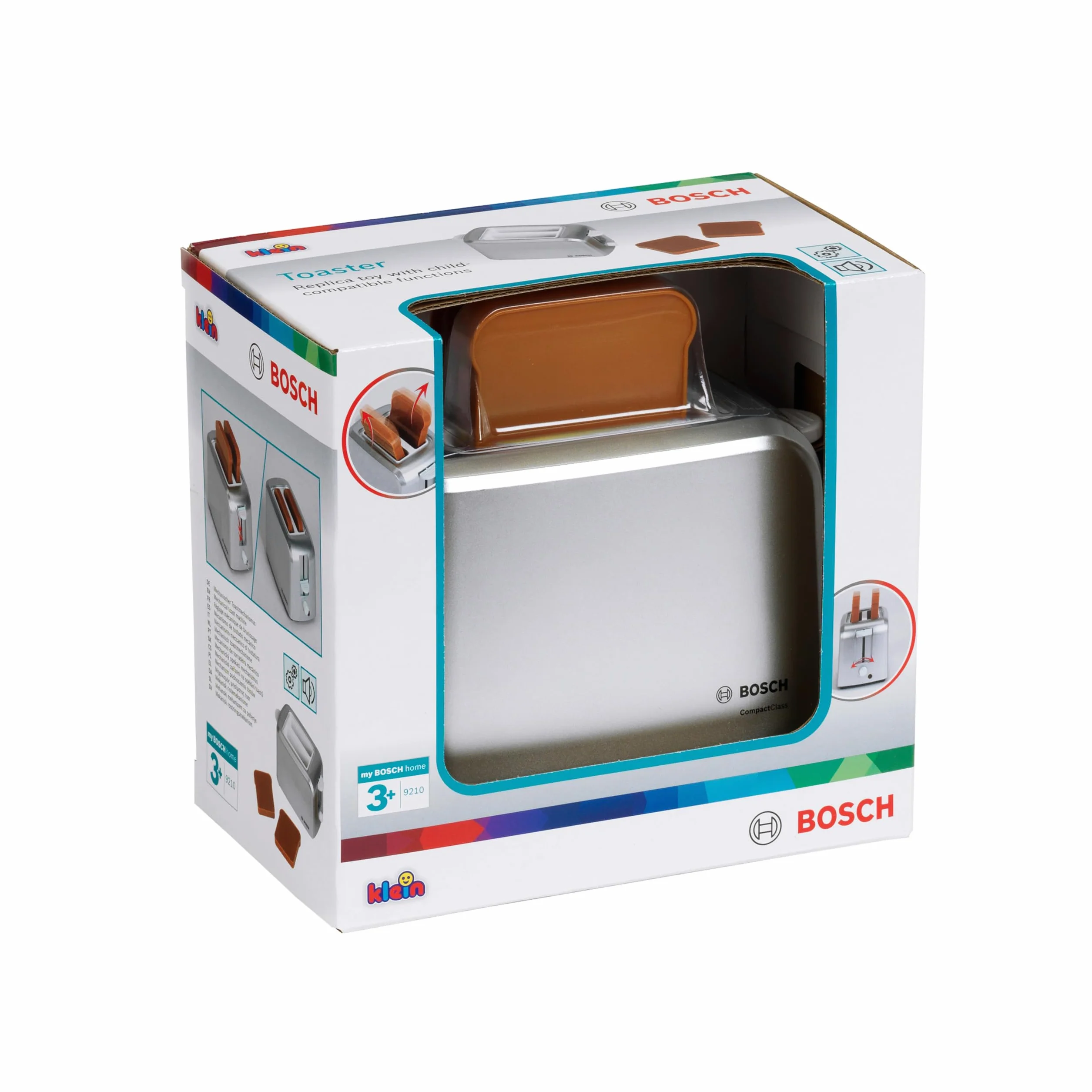 Theo Klein 9210 Bosch Toster z funkcj mechanicznego opiekania I W zestawie 2 zabawkowe tosty I Wymiary: 15 cm x 12 cm x 10,5 cm I Zabawki do dzieci od 3. roku ycia