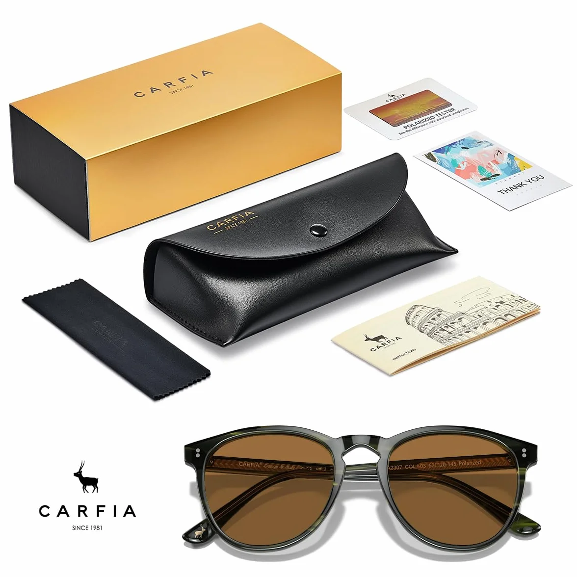 CARFIA Stylowe męskie okulary przeciwsłoneczne Polaryzacja Ochrona UV Damskie okulary przeciwsłoneczne z dziurką od klucza CA2307