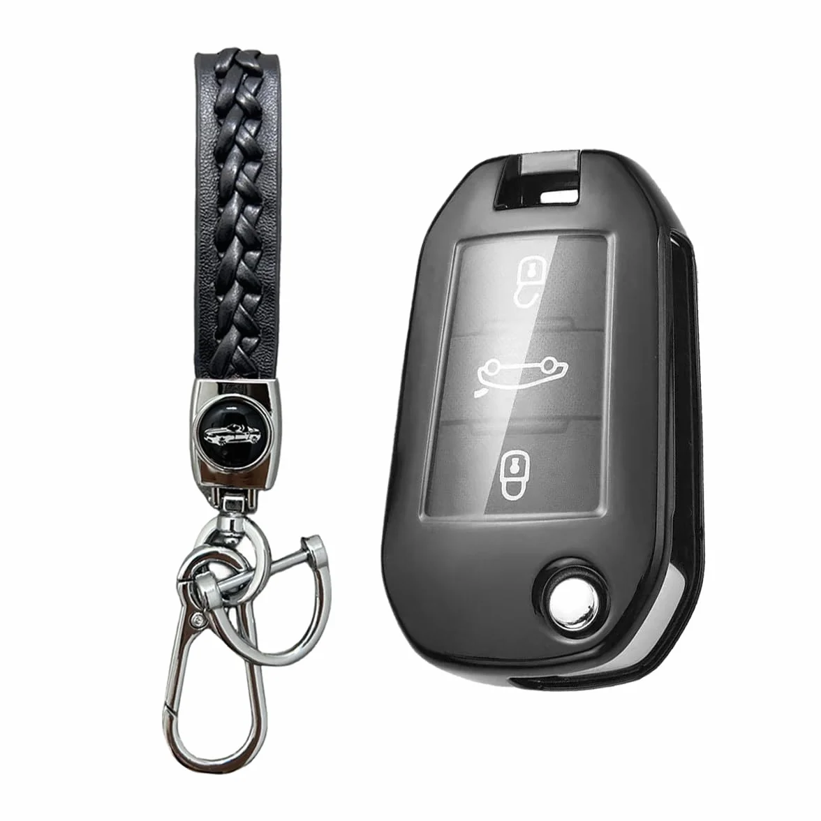 【5 kolorów】 Etui na kluczyki samochodowe kompatybilne z Opel Combo e Life 2018-2022 2023, etui na kluczyki do kluczy, akcesoria, czarny, S