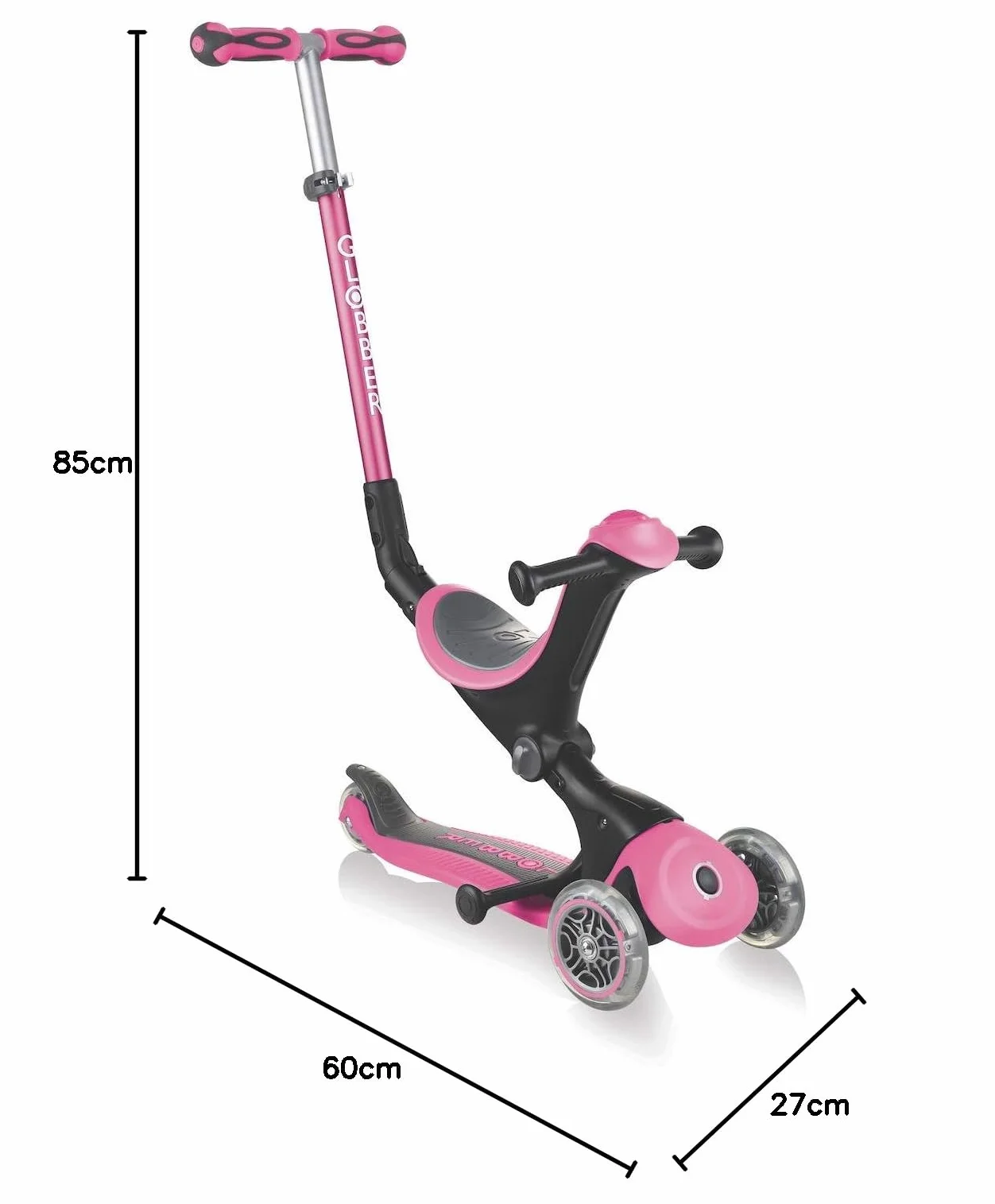Globber - GO•UP Deluxe - 3-kołowa hulajnoga skalowalna z siedziskiem dla dzieci w wieku od 15 m+ do 6 lat +